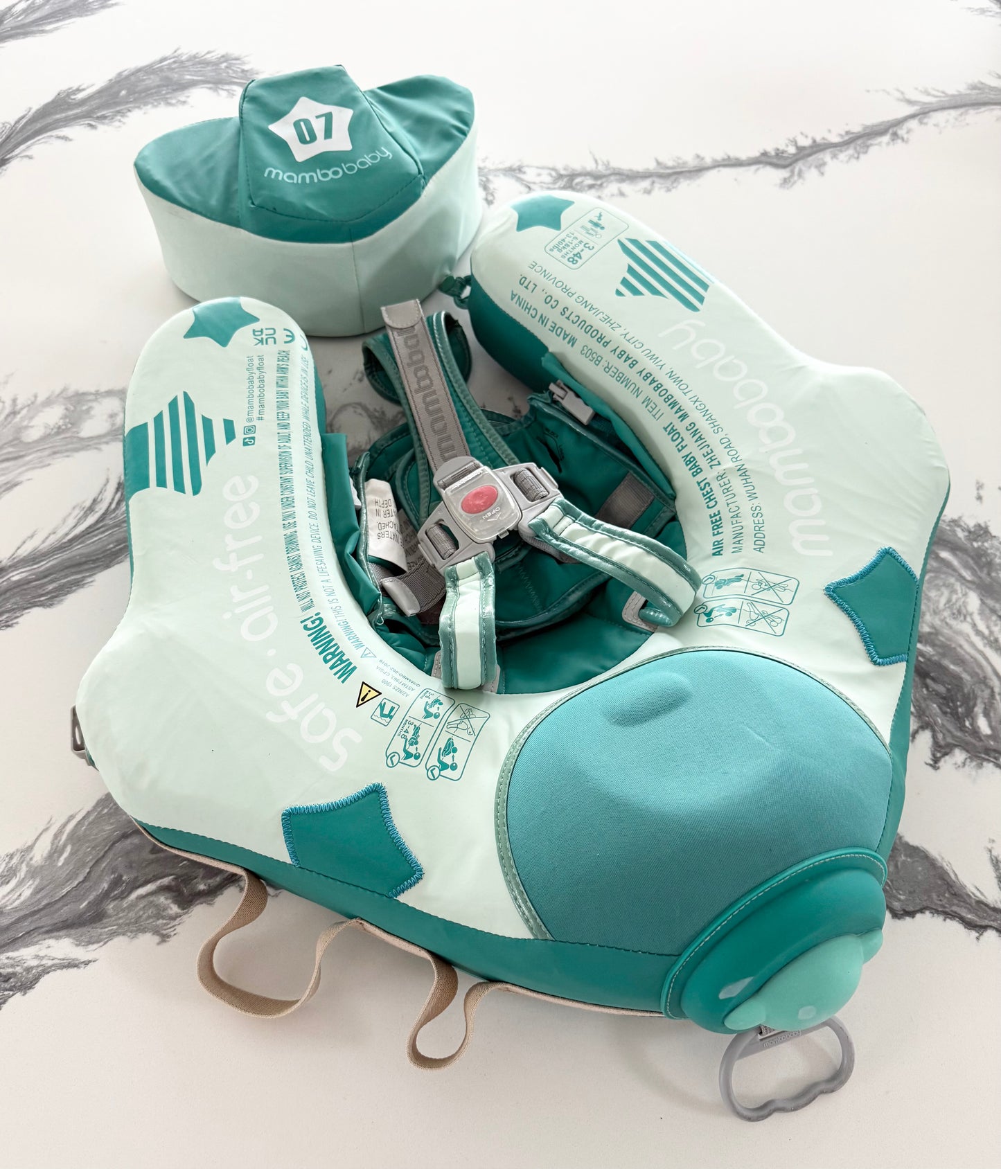 Mambobaby Baby Non-Inflatable Swim Float With Canopy in Airplane Green