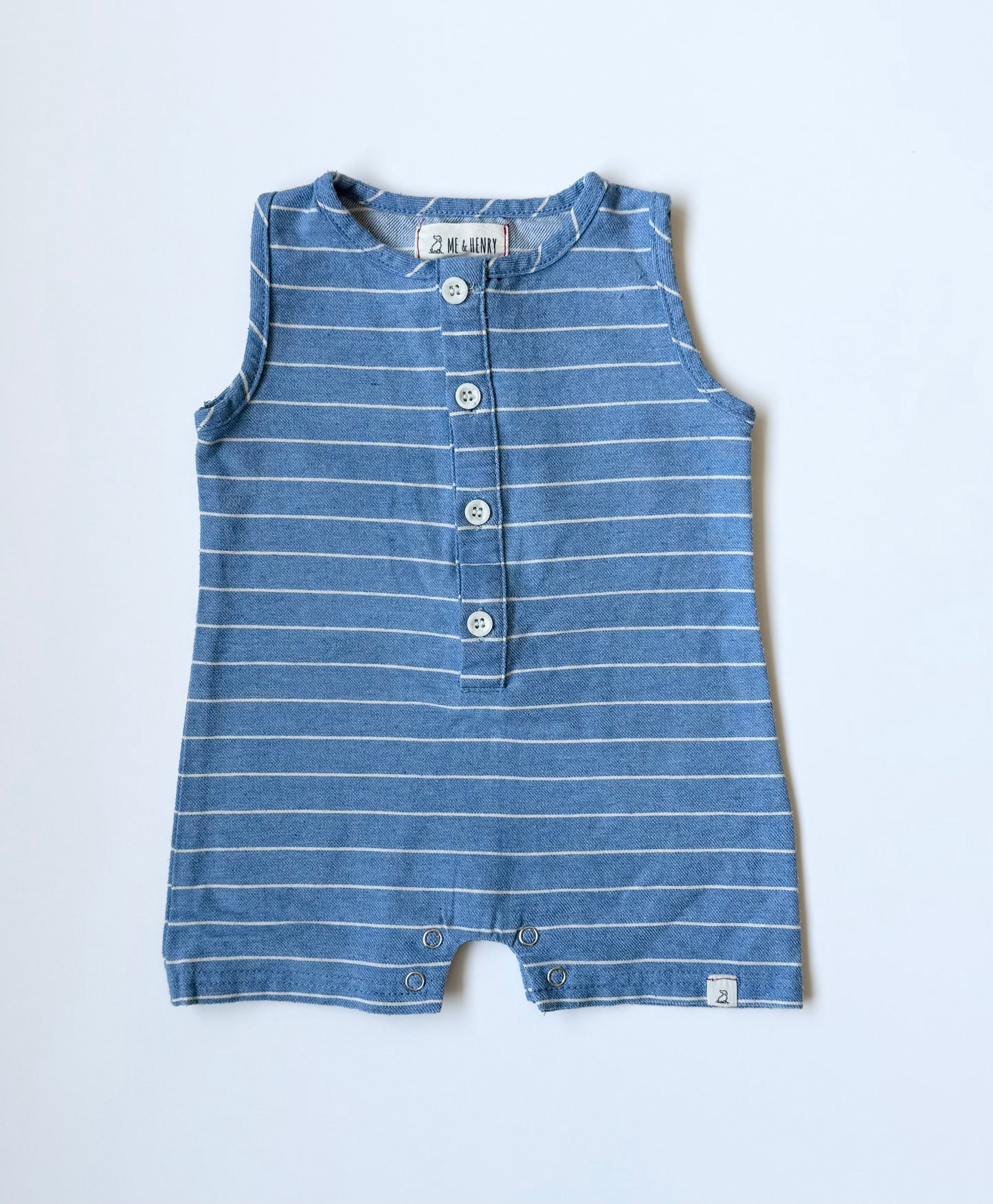 Me & Henry Blue & White Sandy Playsuit (3-6 Months)