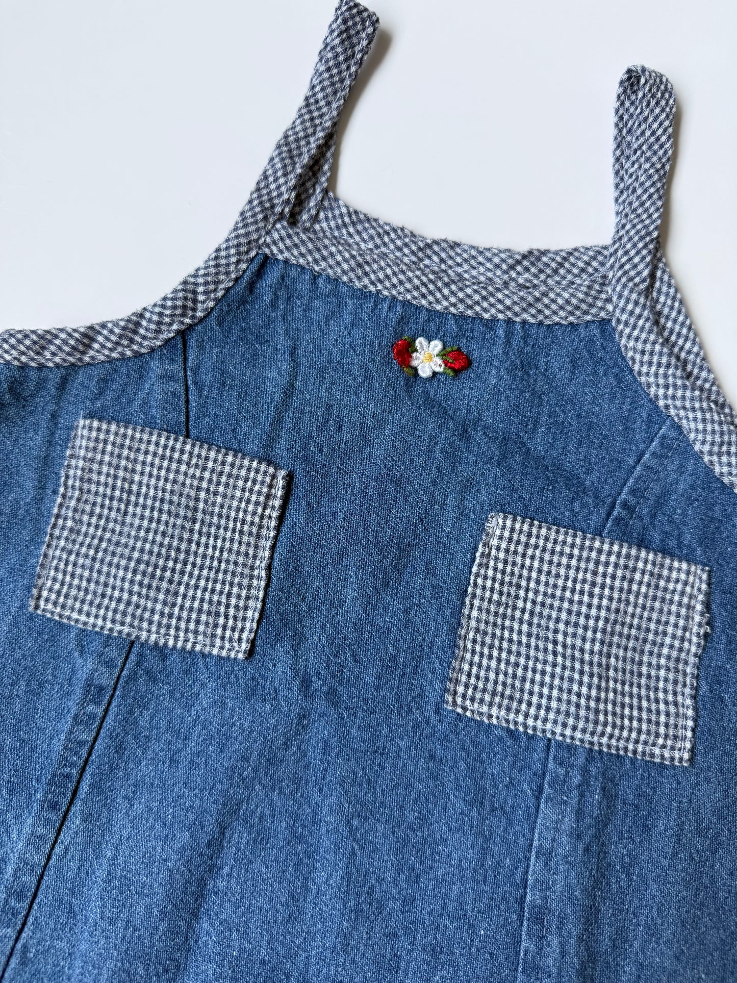 Handmade Jean Gingham Detailed Tank Dress (6-12 Months)