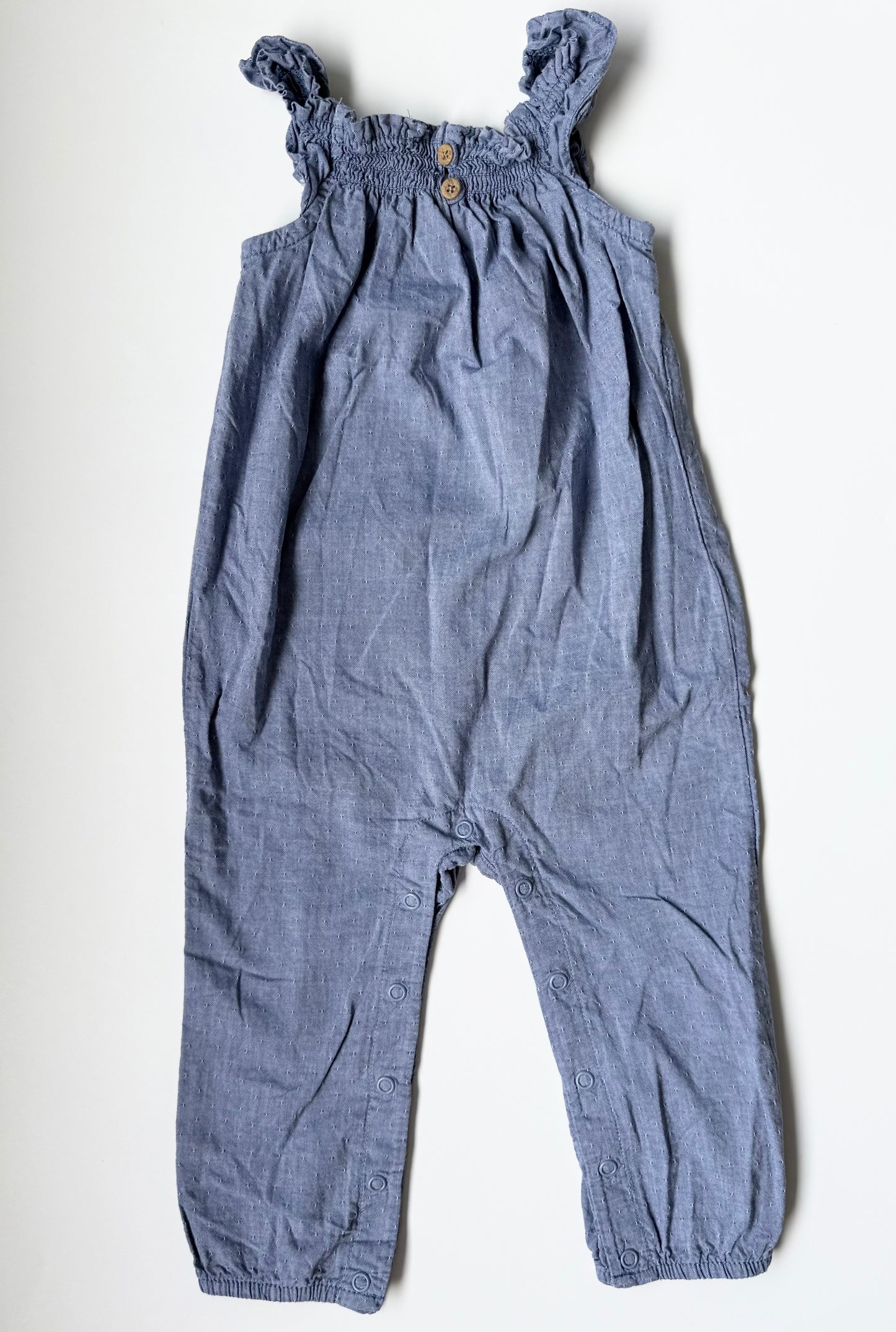 Little Planet Blue Textured Tank Jumpsuit (18 Months)