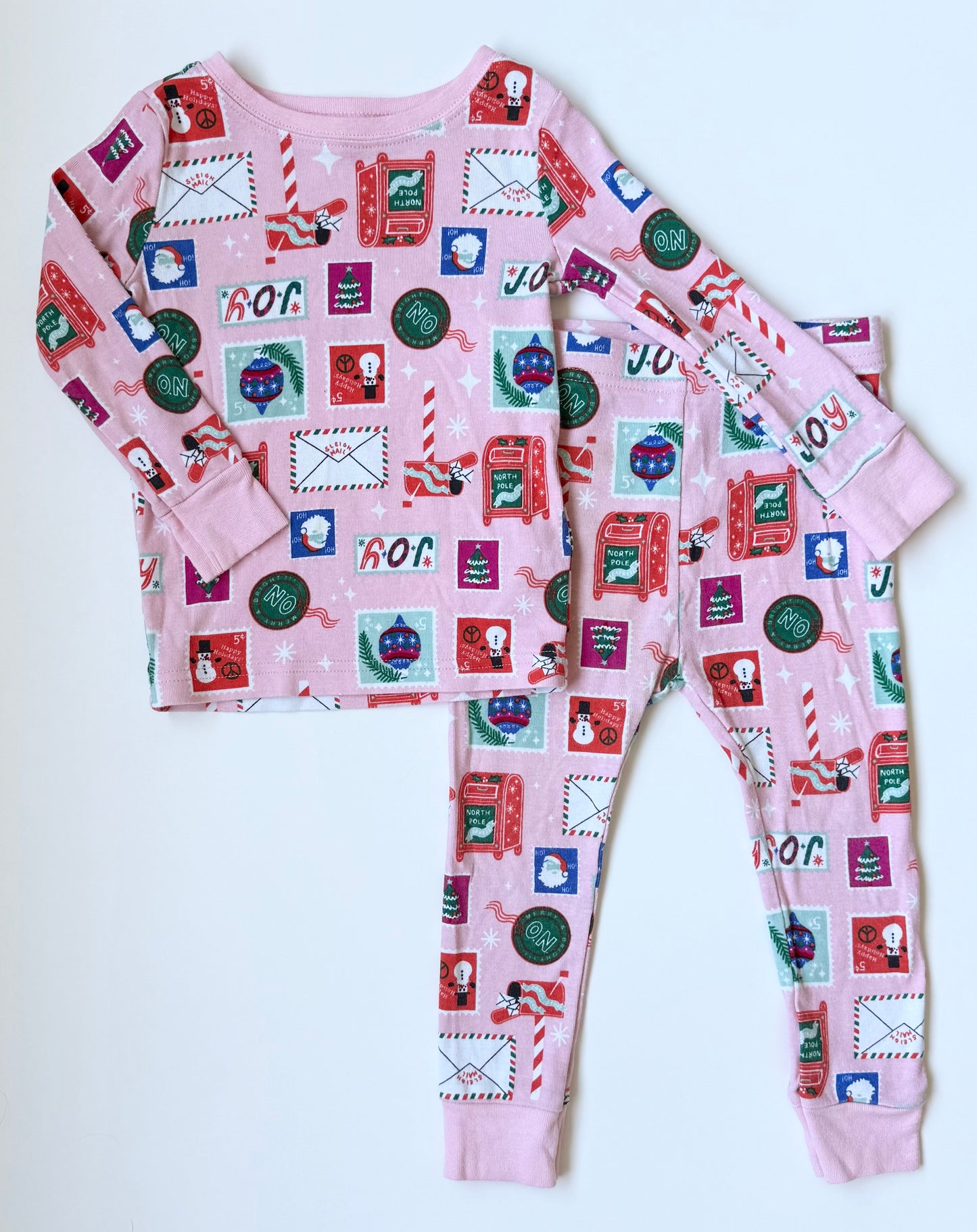 Old Navy Pink Christmas Two Piece PJ Set (2T)