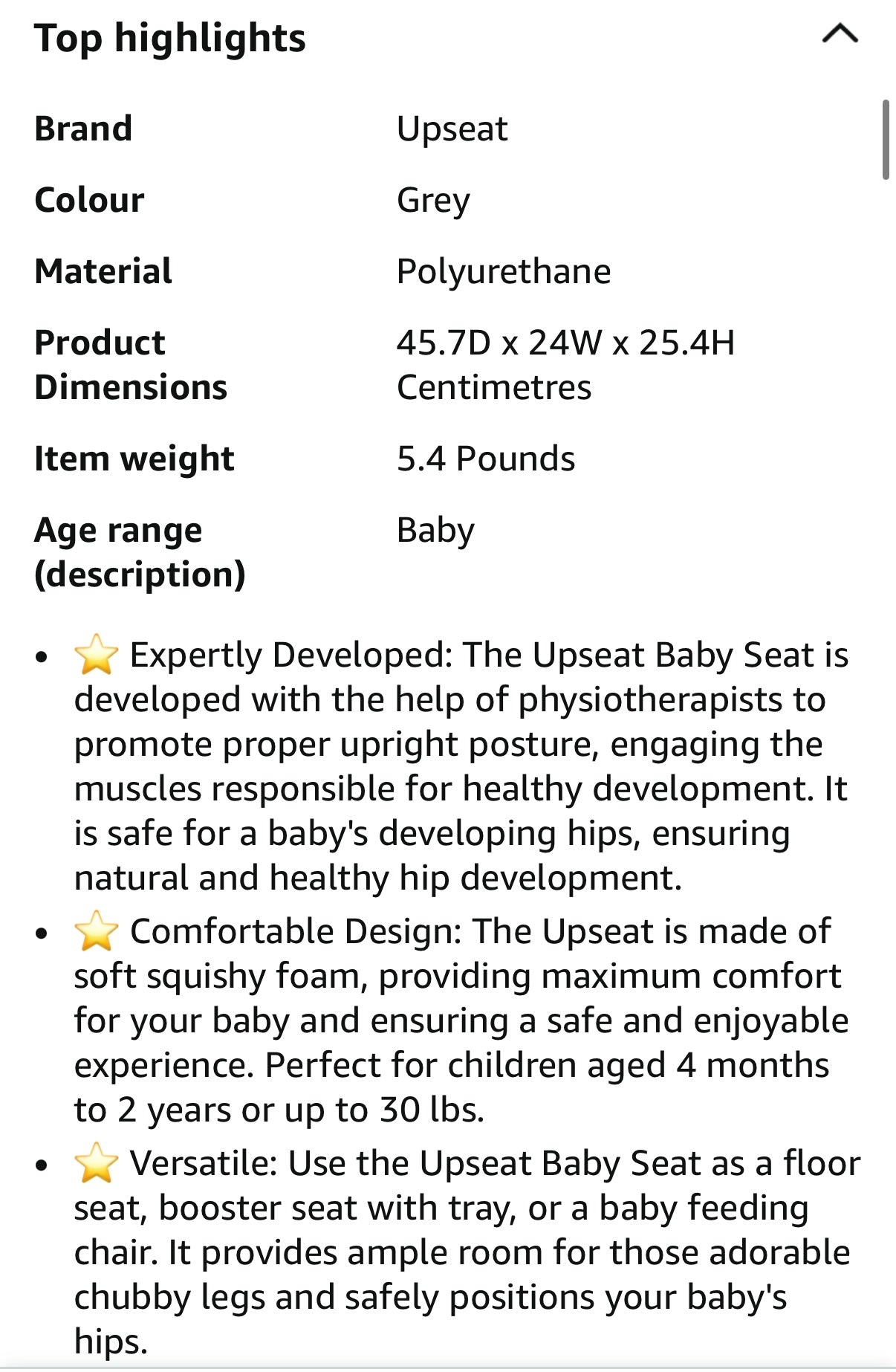 Upseat Baby Floor Seat Booster Chair - Grey