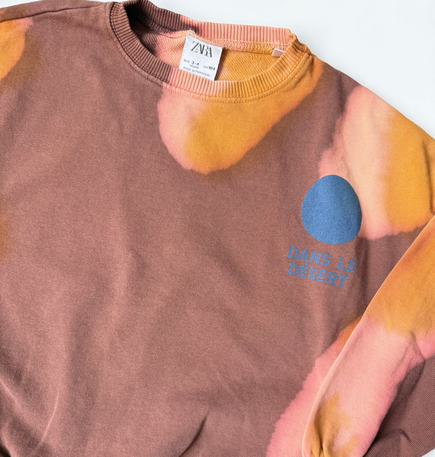 Zara Brown & Orange Tie Dye “Dans Le Desert” Crewneck Sweater (3-4 Years)