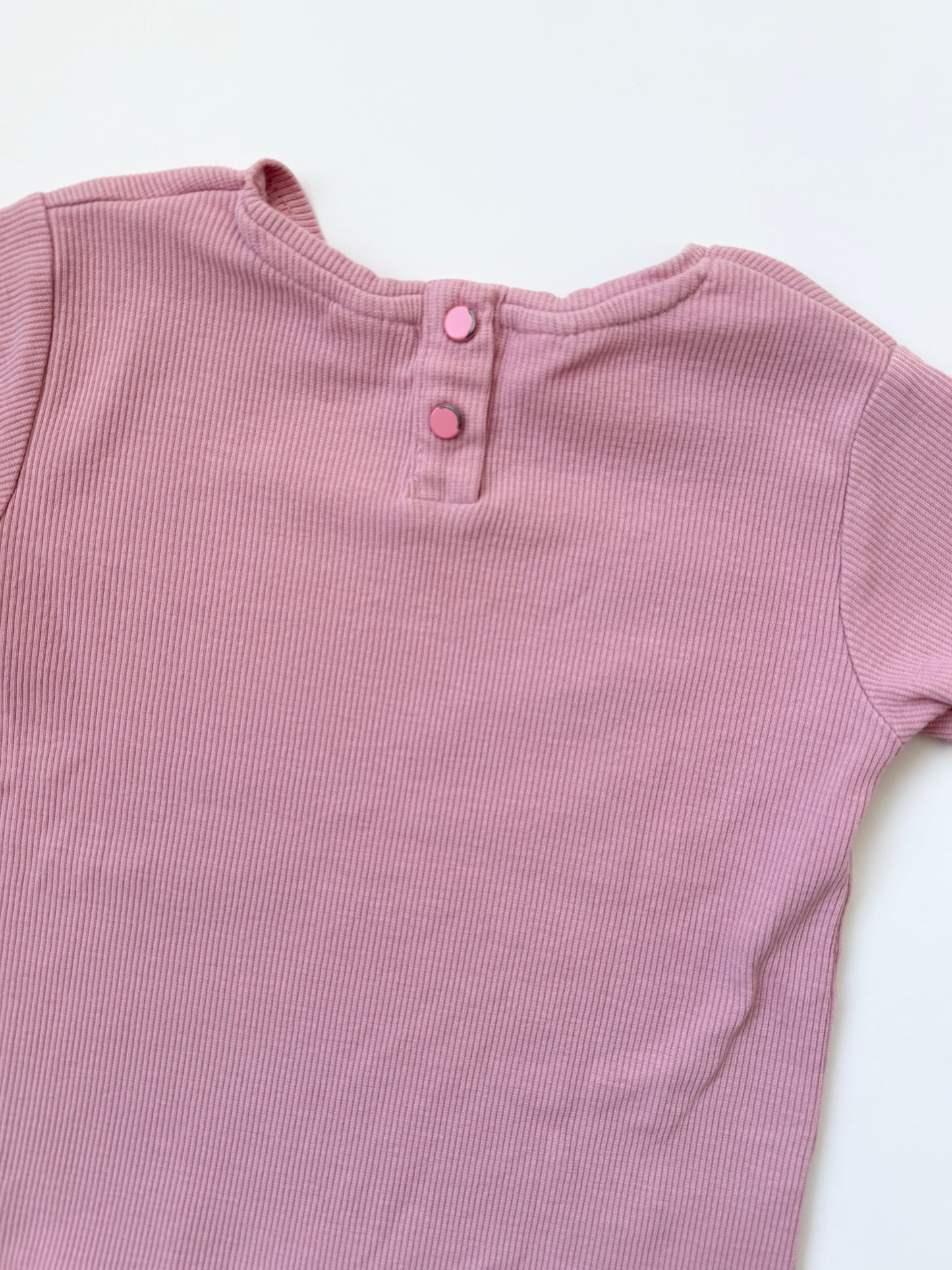 Zara Pink Ribbed “I Am Pink” Lettuce Hem T-Shirt (2-3 Years)