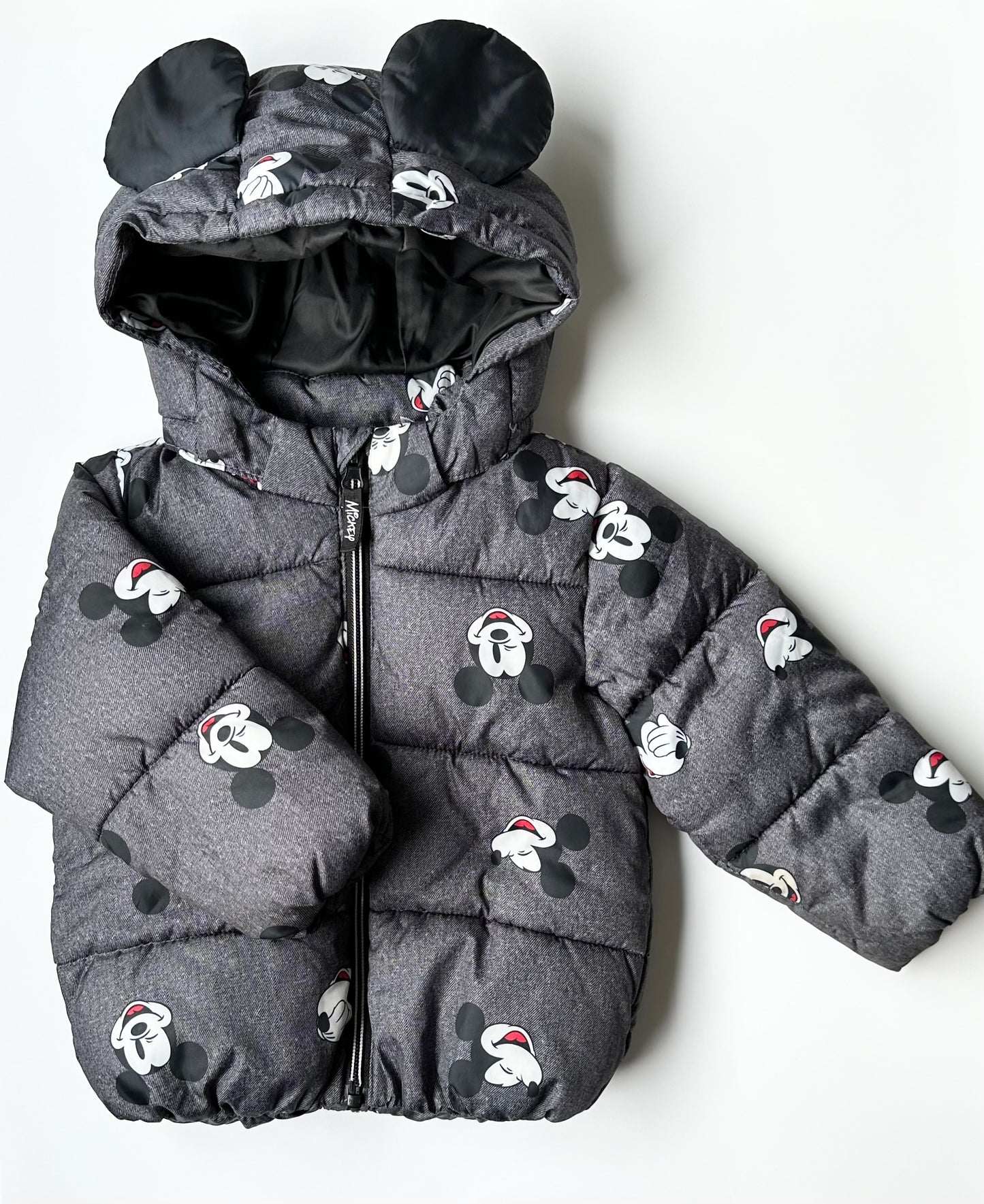 H&M Disneys Mickey Mouse Grey Puffer Jacket (12-18 Months)