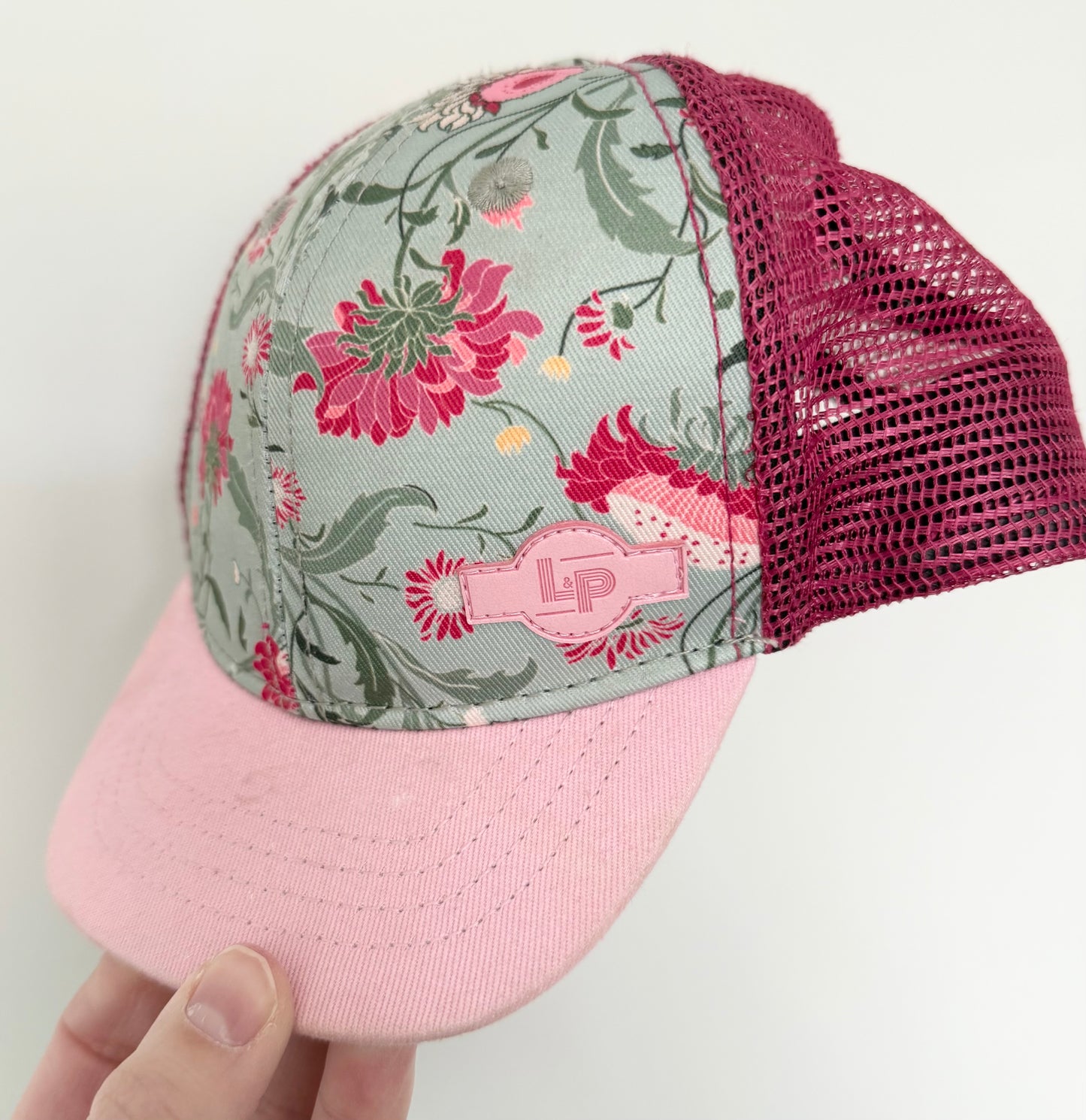 LP Apparel Pink Floral Mesh SnapBack Hat (6-24 Months)