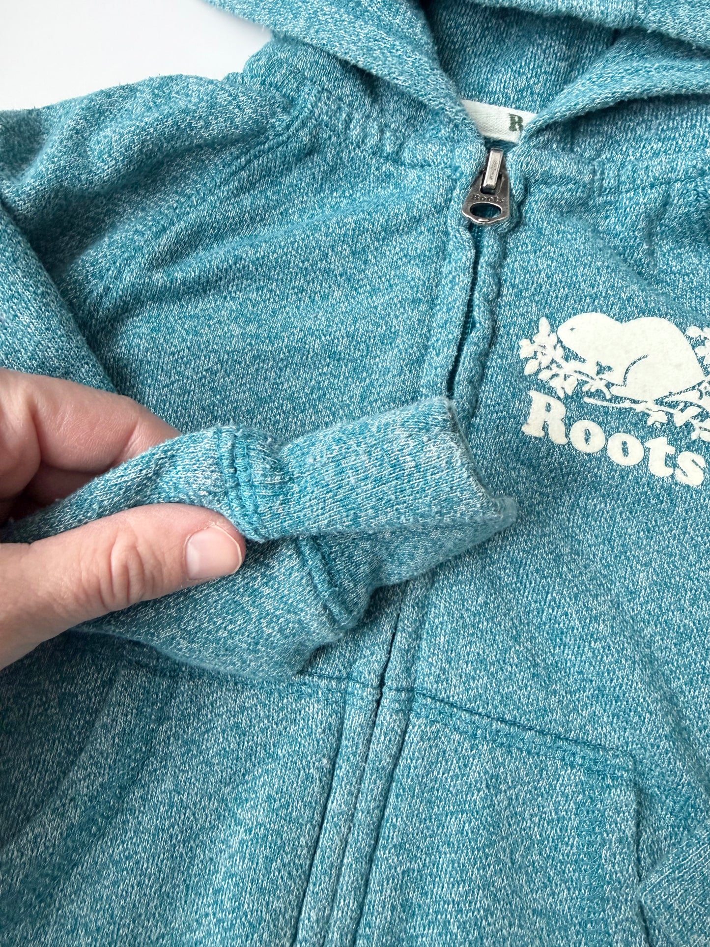 Roots Kids Heathered Light Blue Zip Up Hoodie (2T)