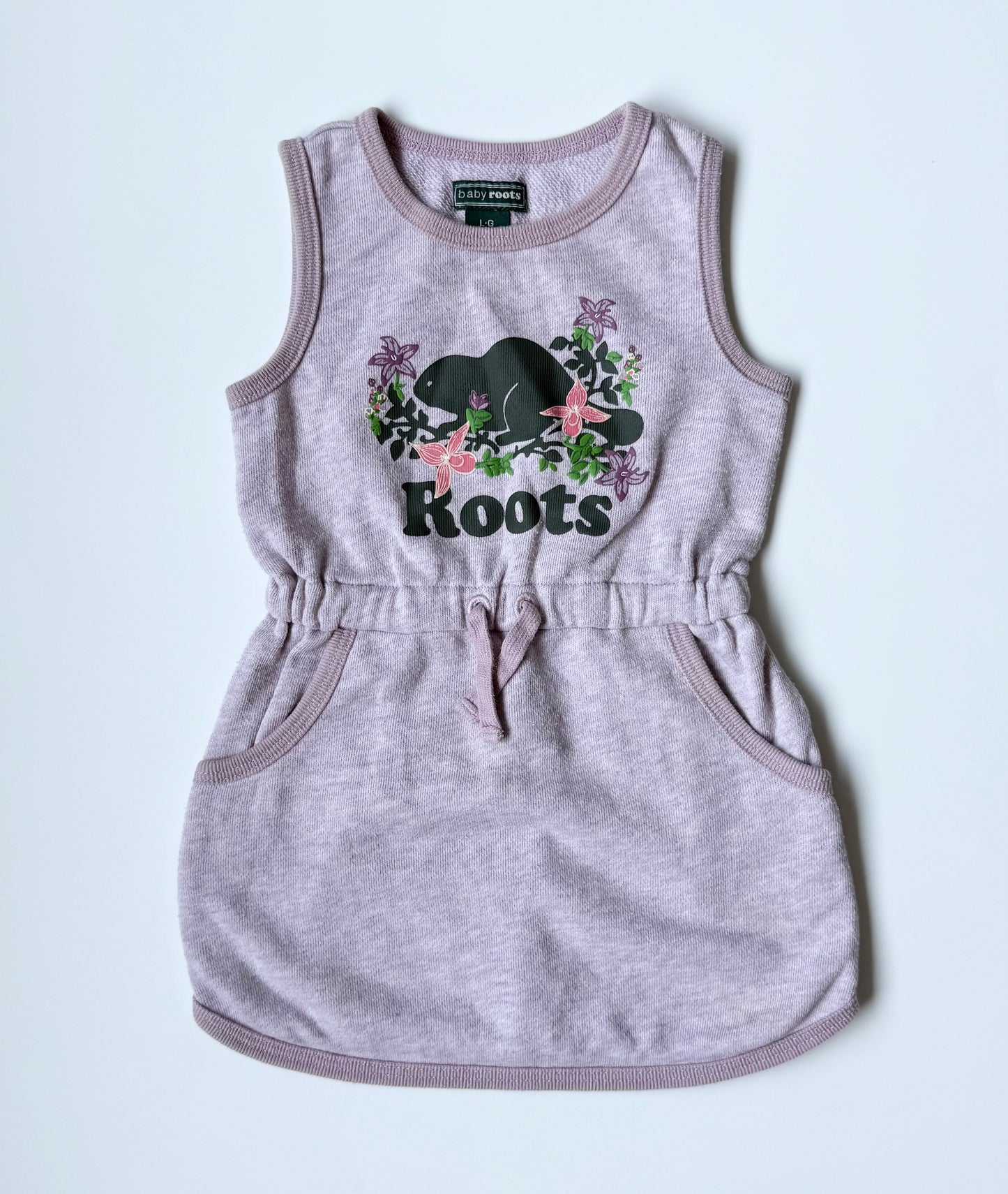 Roots Baby Purple & Floral Beaver Sleeveless Dress (12-18 Months)