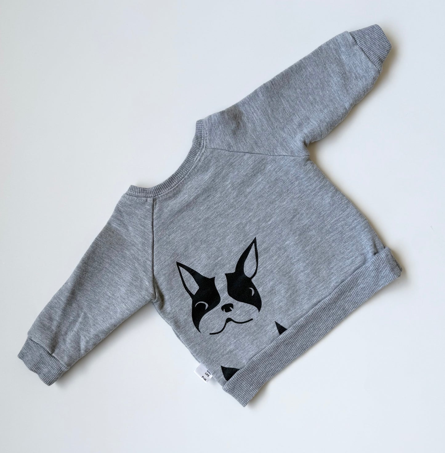 Portage & Main Grey “Follow Dogs” Crewneck Sweater (0-6 Months)