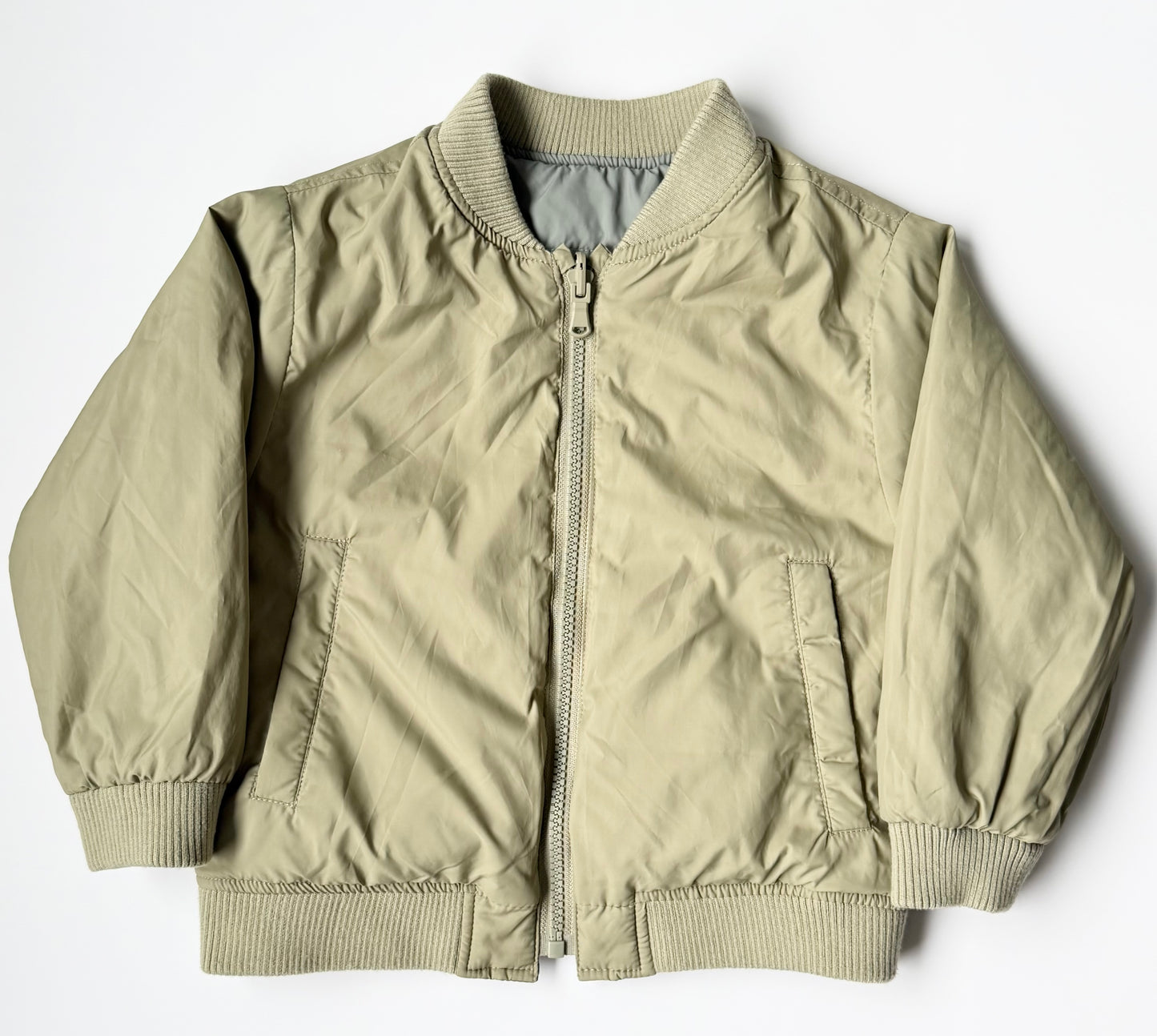 Zara Green Reversible Puffer Bomber Fall Jacket (18-24 Months)