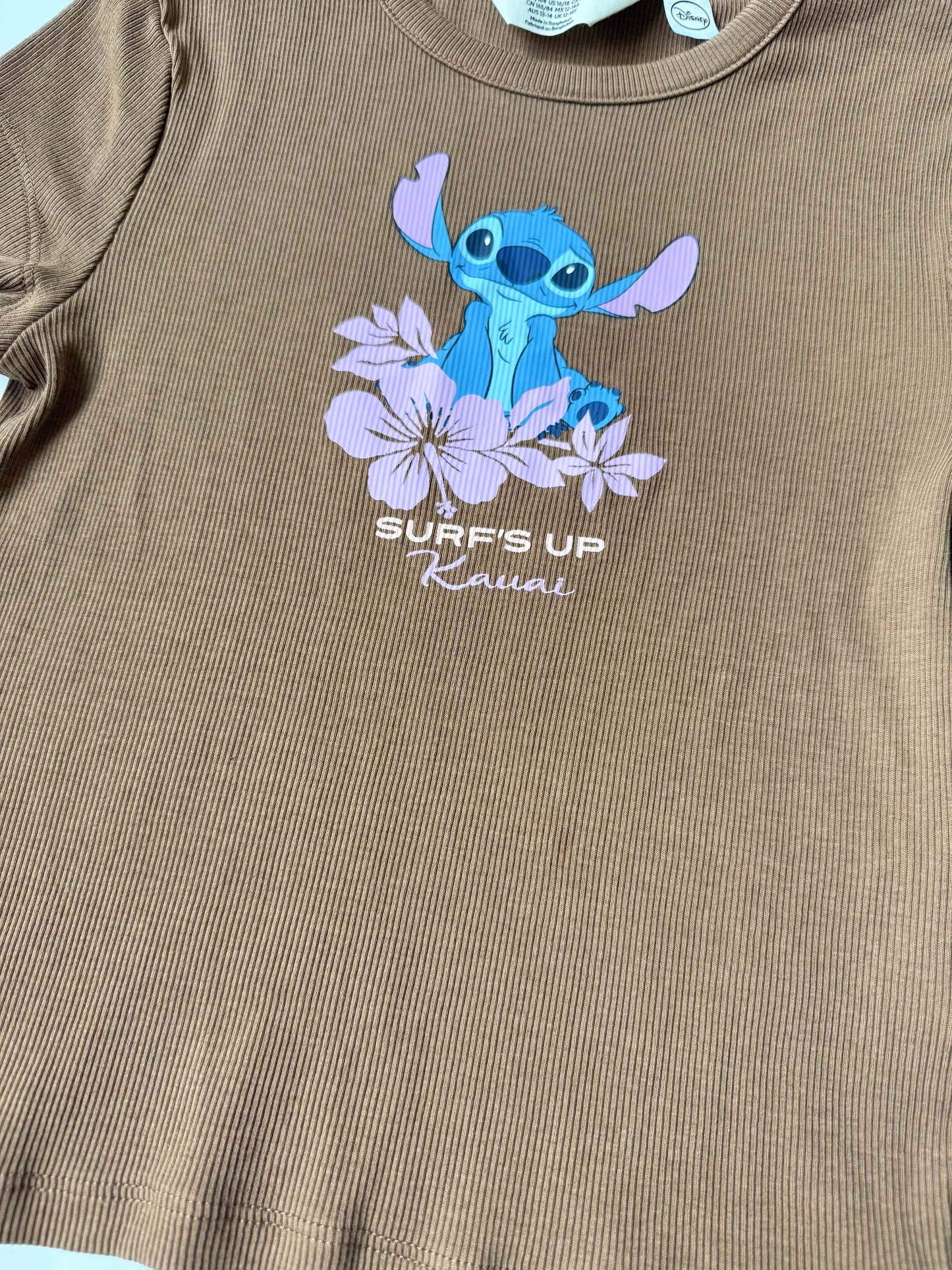 H&M Disney Brown Ribbed Stitch T-Shirt (12-14 Years)