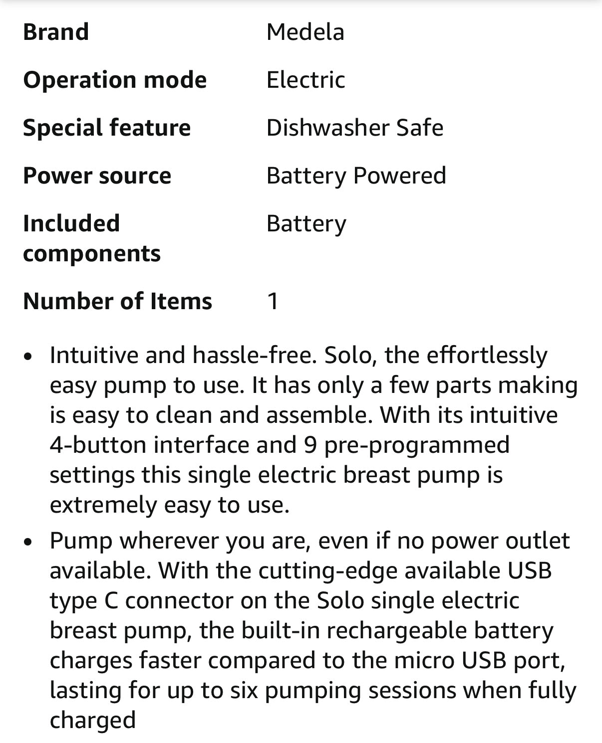 Medela Solo Single Electric Breast Pump