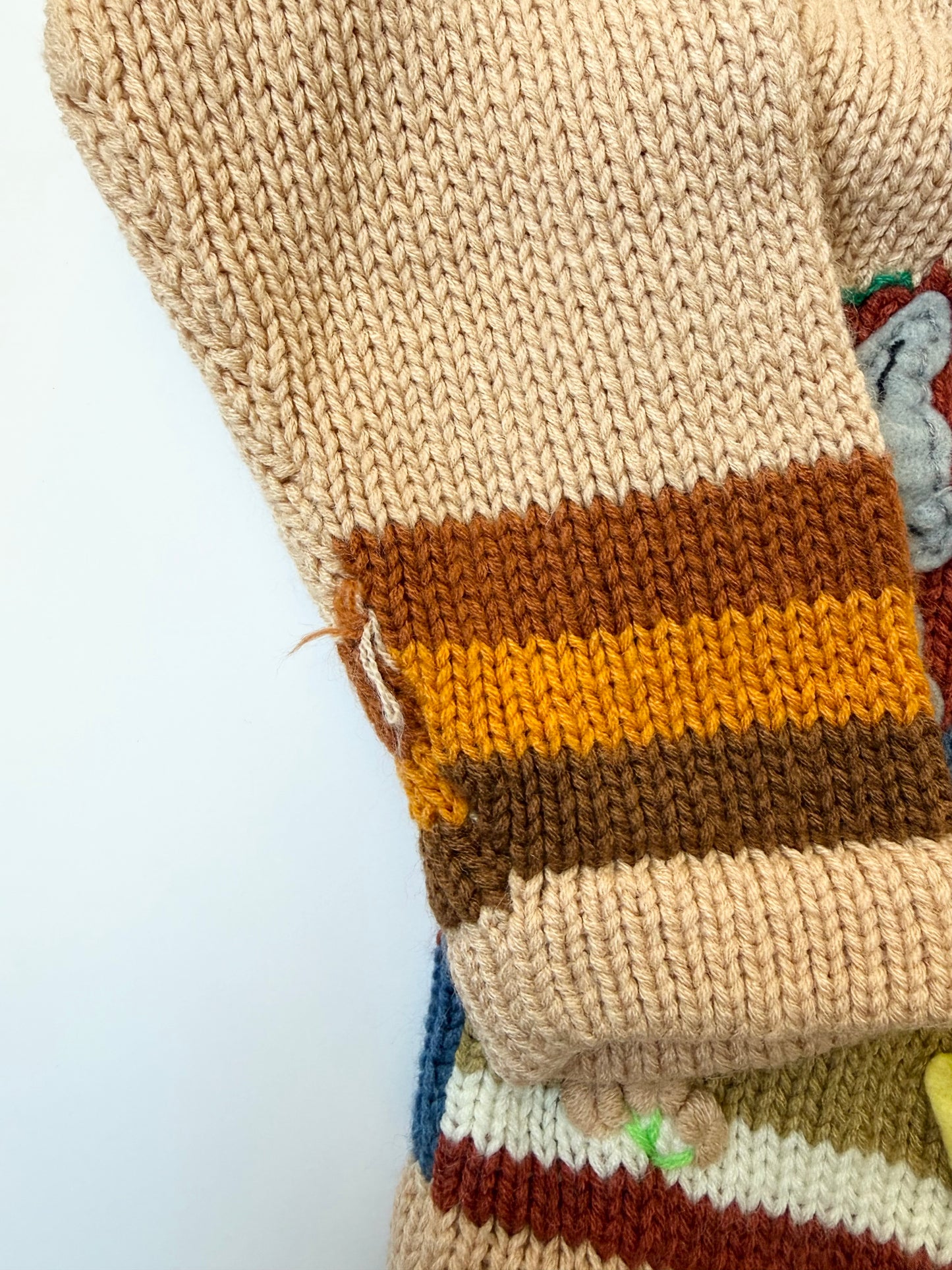 Handmade Brown Outdoor Animals Knit Hooded Zip Up Sweater (18-24 Months)