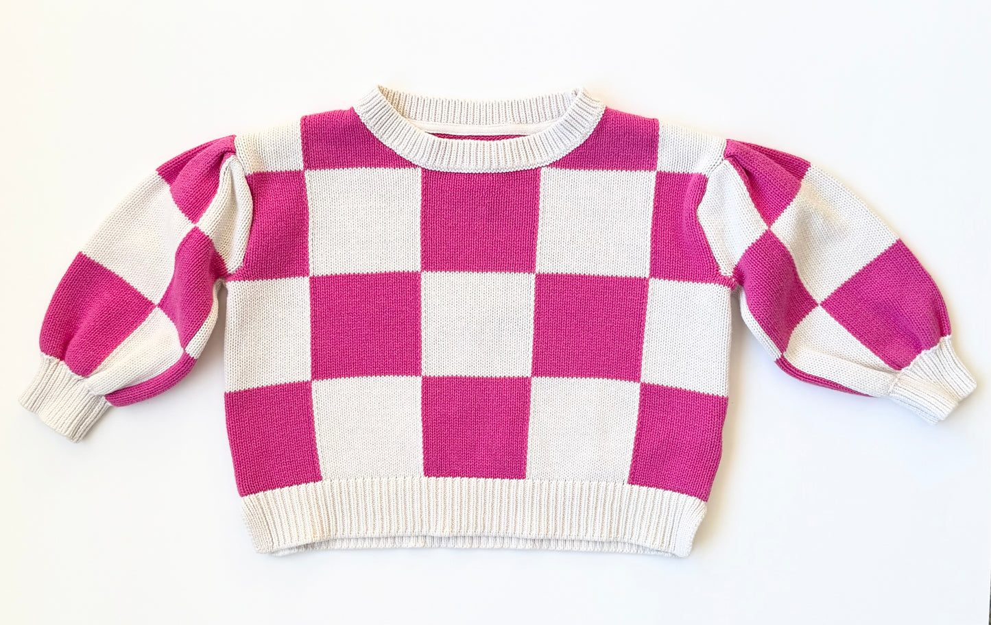 Baby Gap Pink & White Checkered Knit Cropped Sweater (2T)