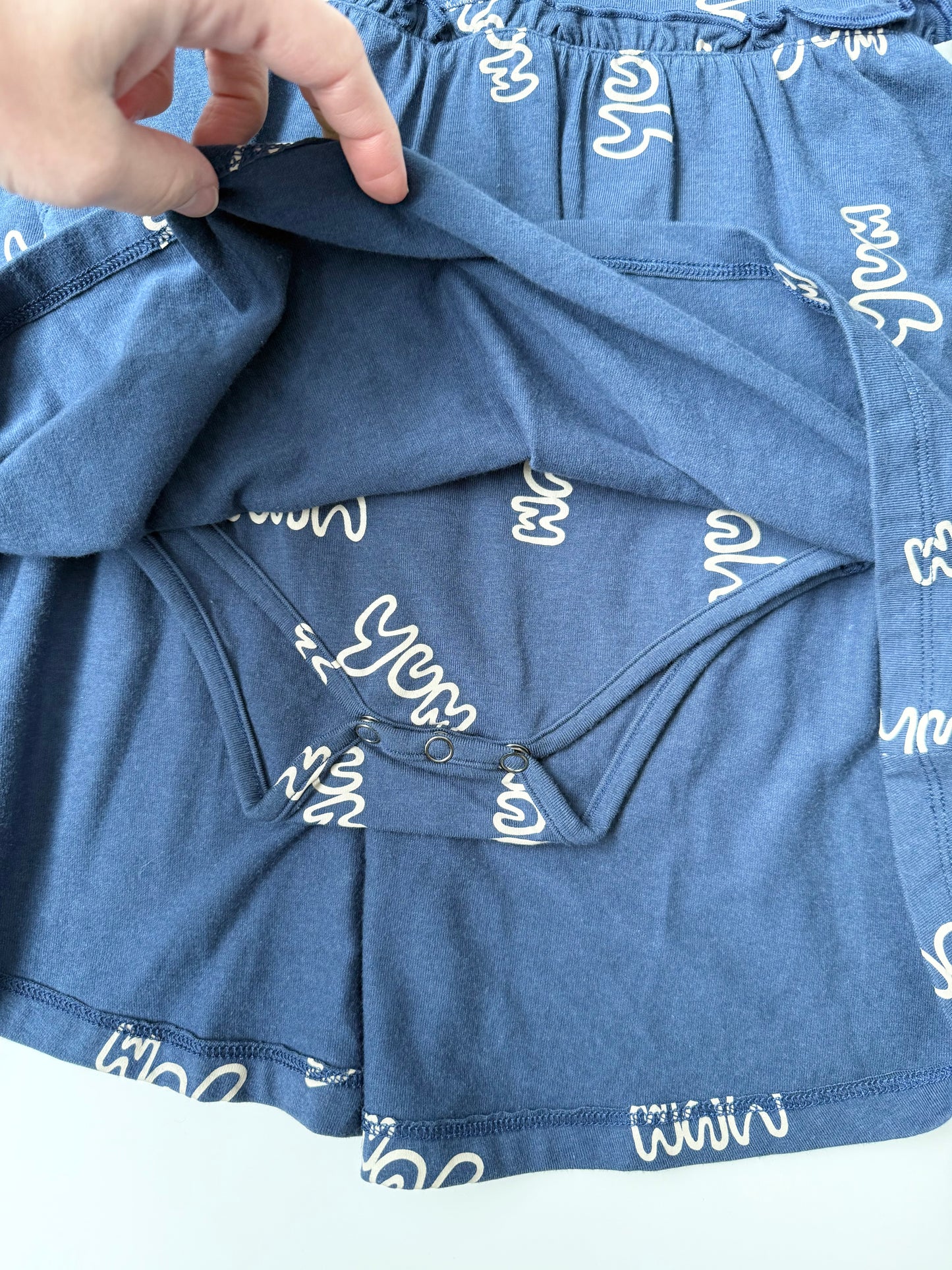 Greige Navy “Yum” Long Sleeve Bodysuit Dress - New (18-24 Months)