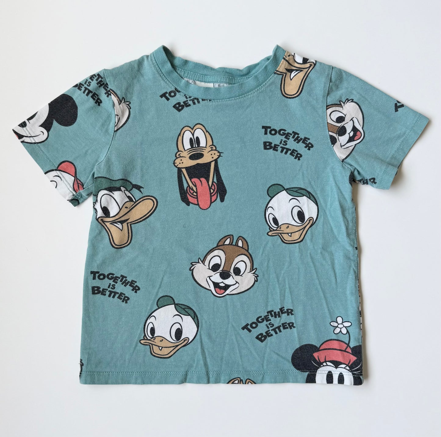 H&M Disney Teal “Together is Better” Characters T-Shirt (4-5 Years)