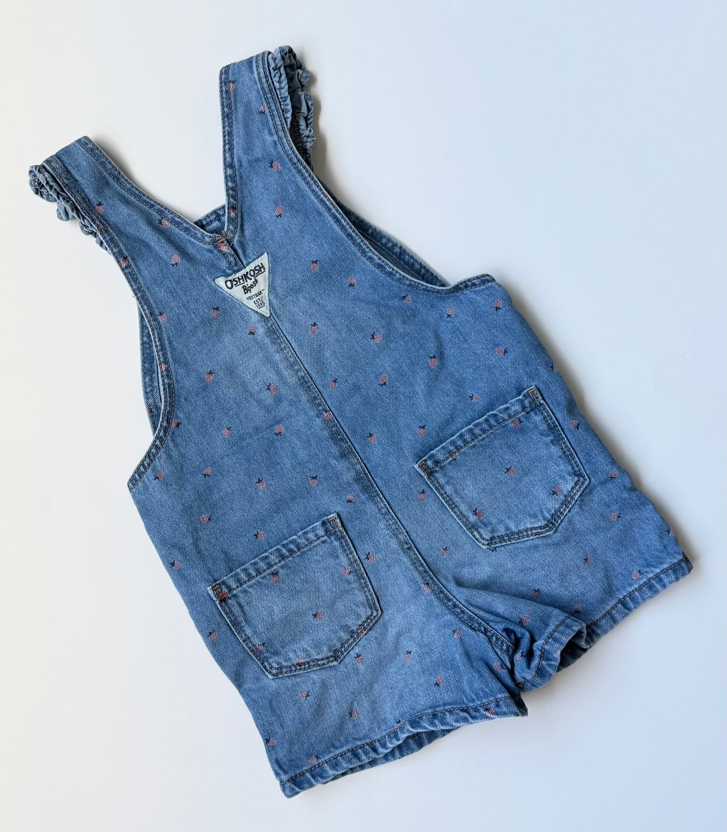 OshKosh Jean Strawberry Shorty Overalls (3T)