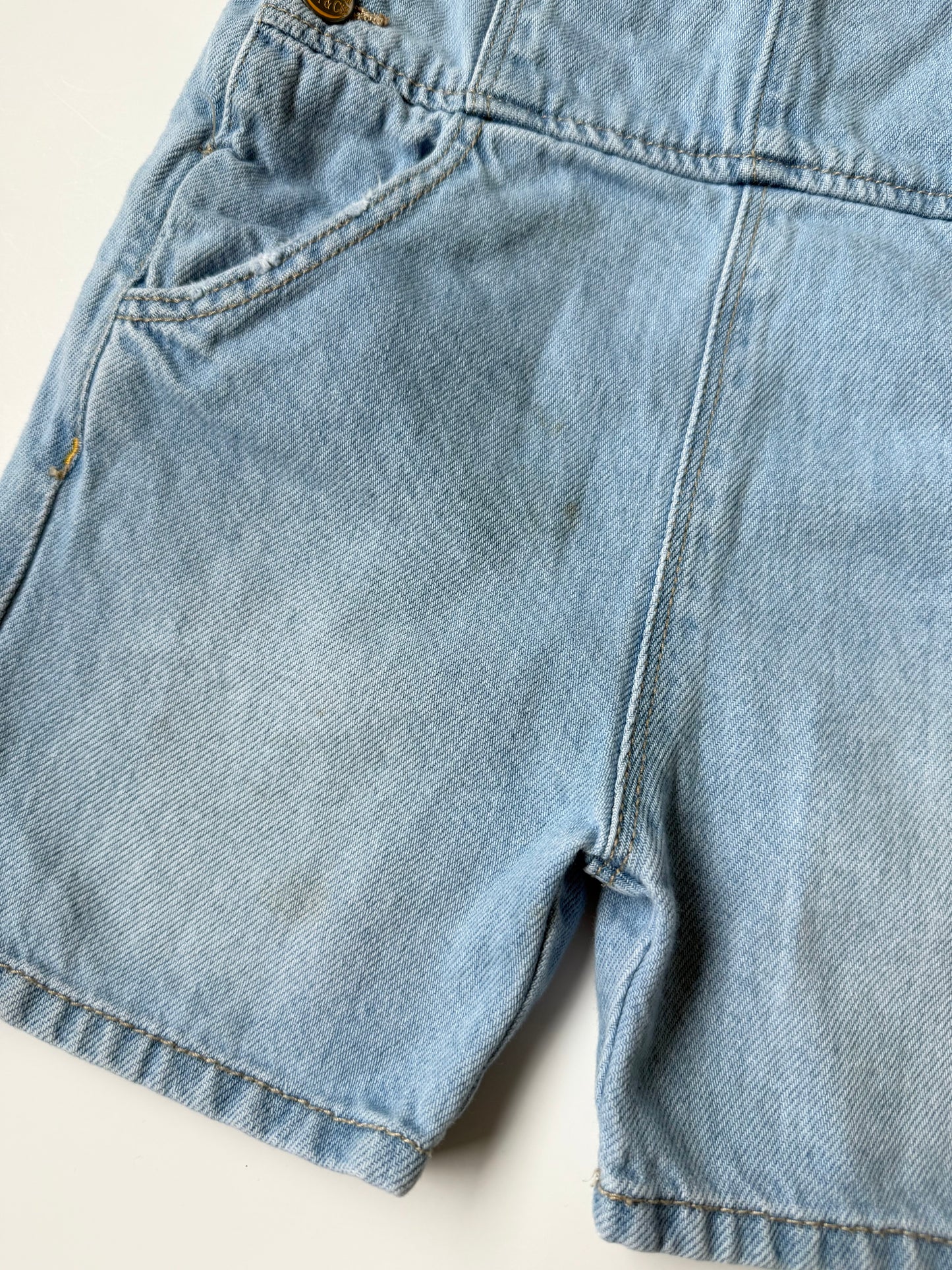 Zara Light Wash Shorty Jean Overalls (18-24 Months)