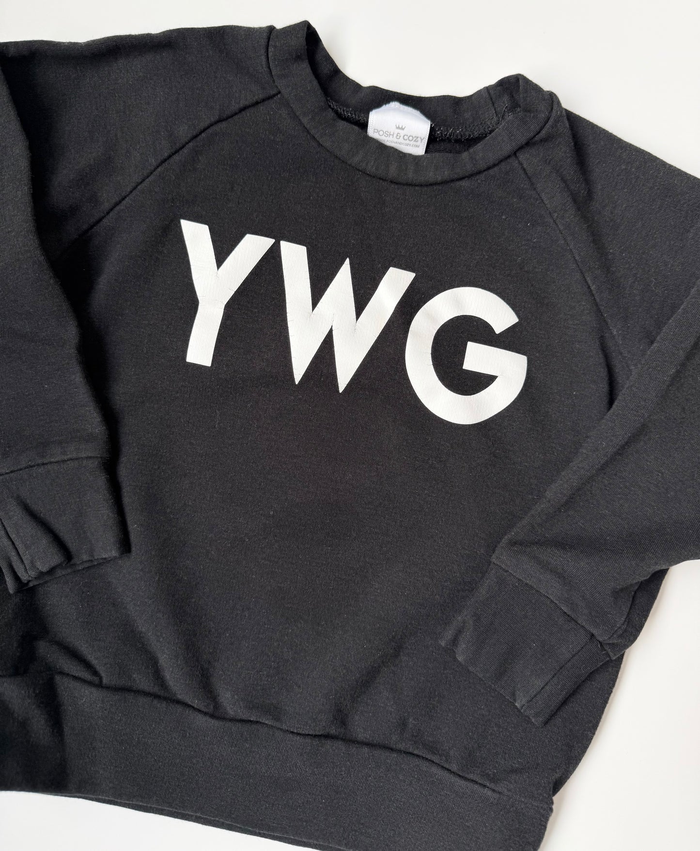 Posh & Cozy Black “YWG” Pullover (1T)