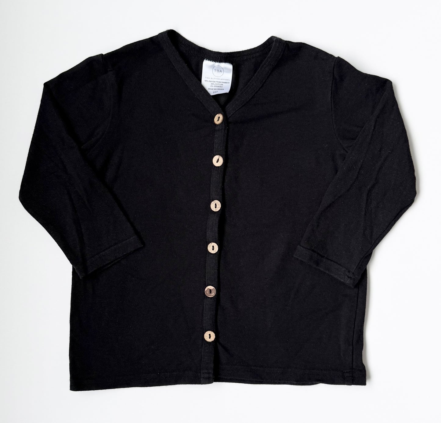 Tiny Button Apparel Black Button Up Cardigan (2/3T)