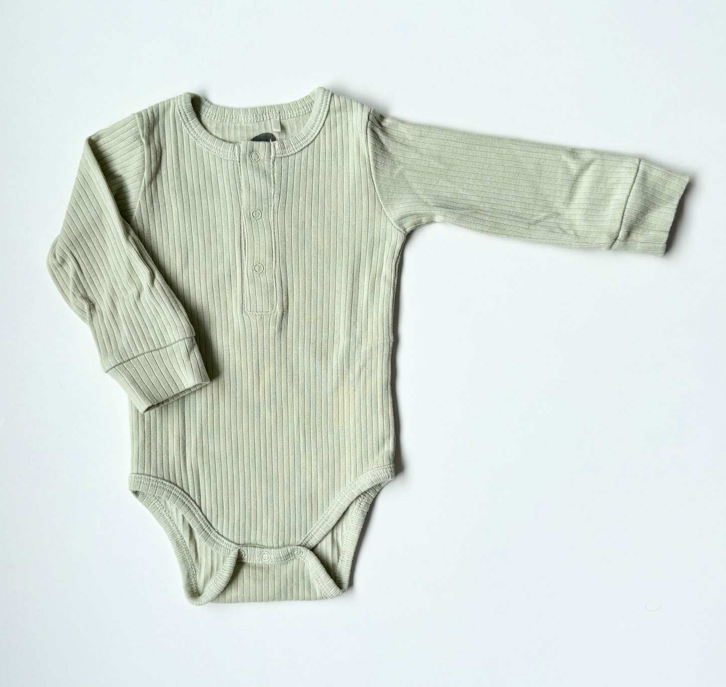 The Littlest Light Green Ribbed Bodysuit (0-3 Months)