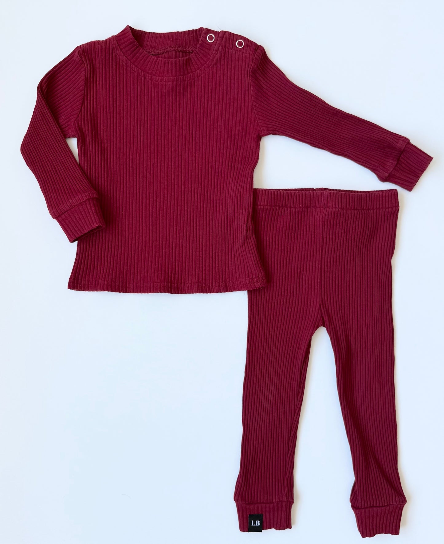 Little Babe Boutique Dark Red Ribbed Long Sleeve & Leggings Set (18-24 Months)