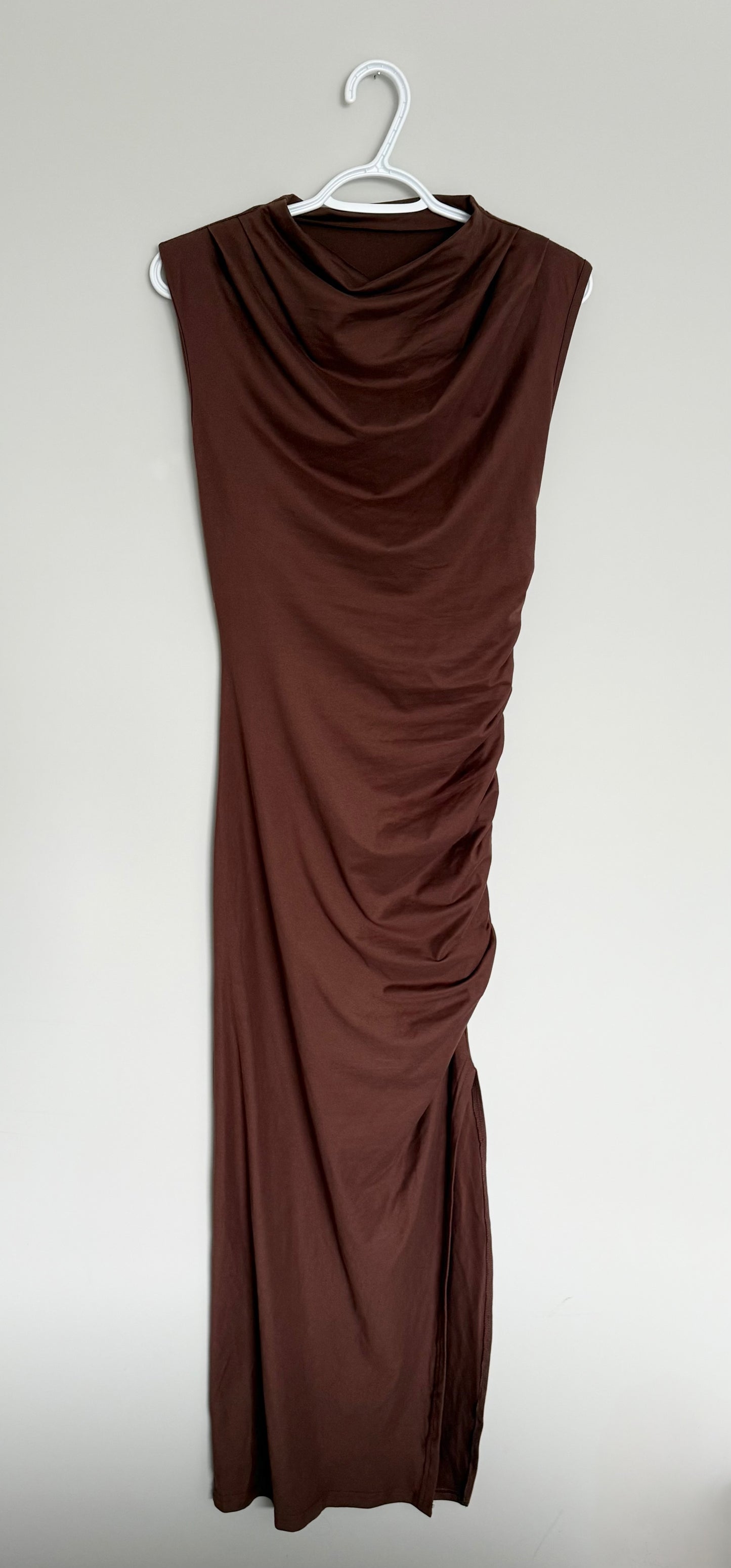 Women’s Shein Brown Long Fitted Sleeveless Dress (Small)