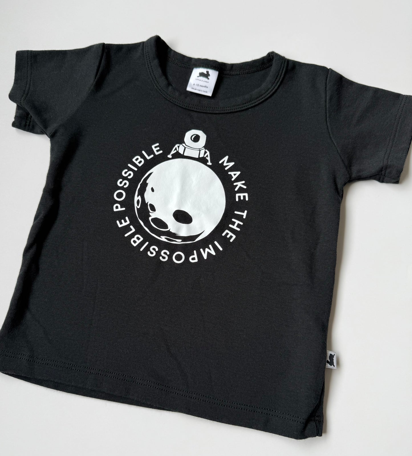 Little & Lively Black “Impossible Possible” T-Shirt - New (6-12 Months)