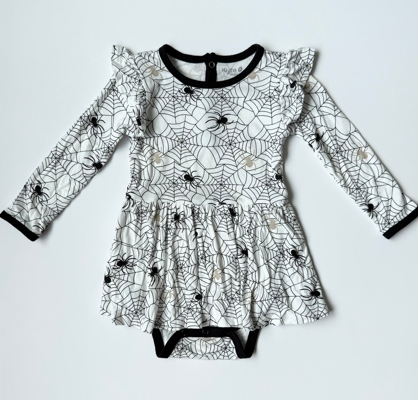 Kyte Spider Long Sleeve Twirl Bodysuit Dress (12-18 Months)