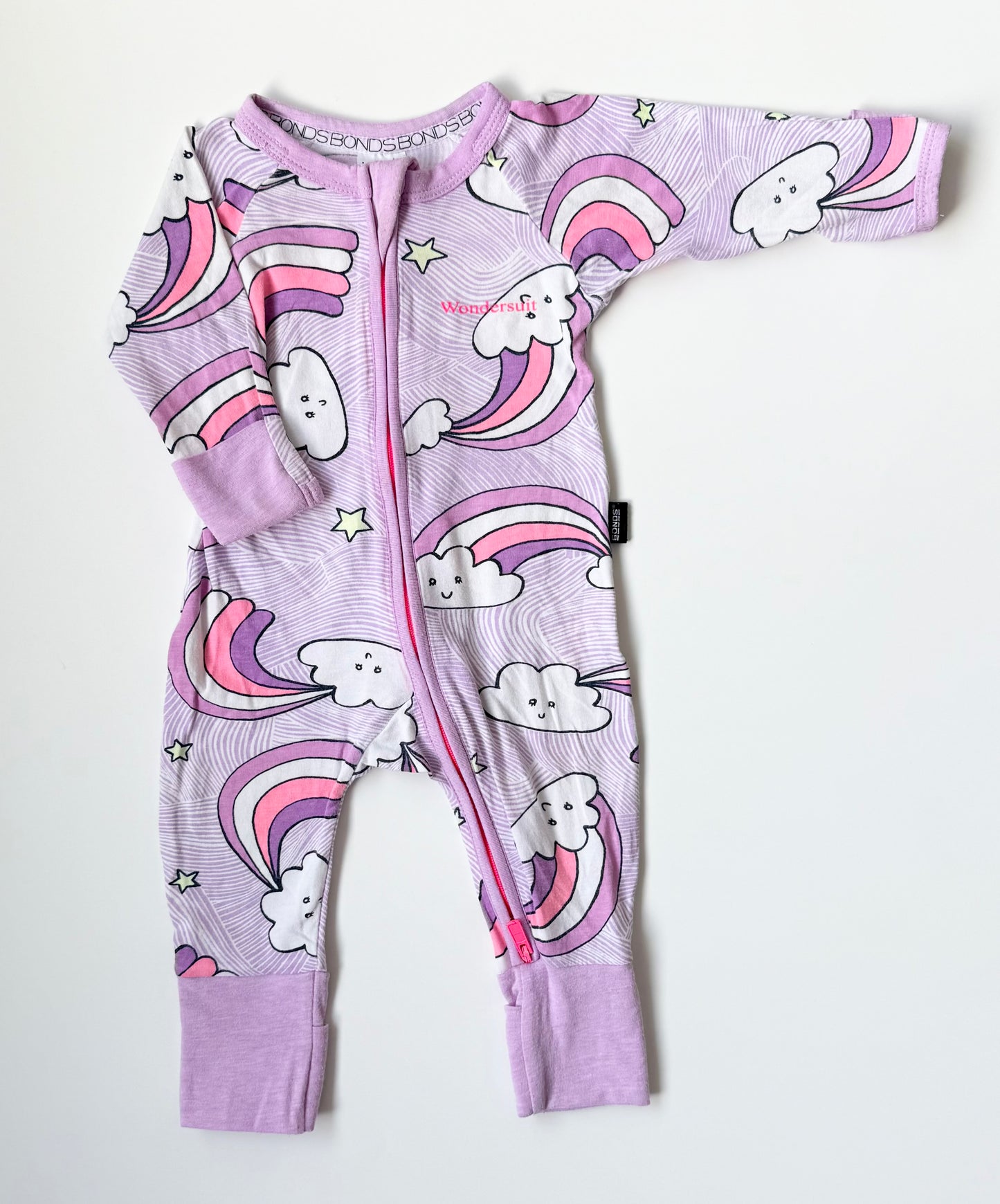 Bonds Wondersuit Purple Cloud & Rainbow Sleeper Romper (0-3 Months)