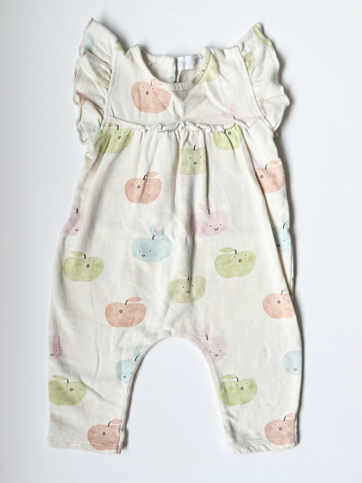 Zara Colorful Apples Short Sleeve Jumpsuit (6-9 Months)