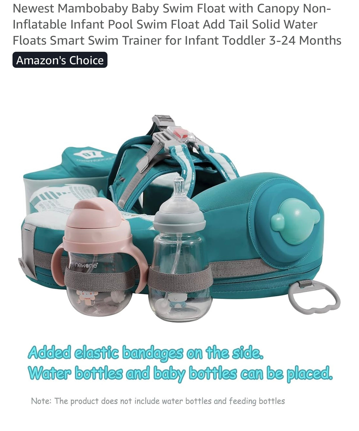 Mambobaby Baby Non-Inflatable Swim Float With Canopy in Airplane Green