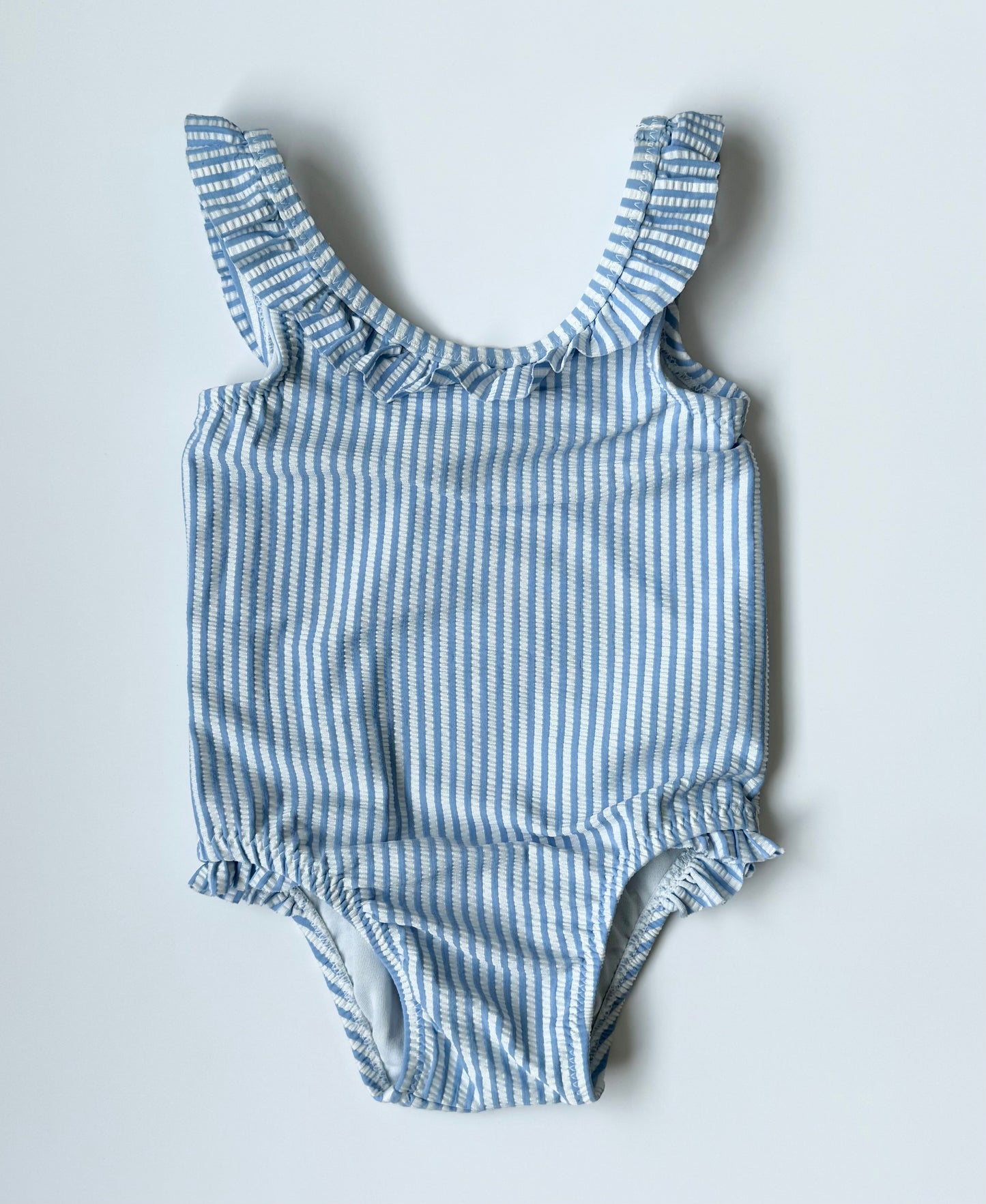 Old Navy Blue & White Striped One Piece Swimsuit (6-12 Months)