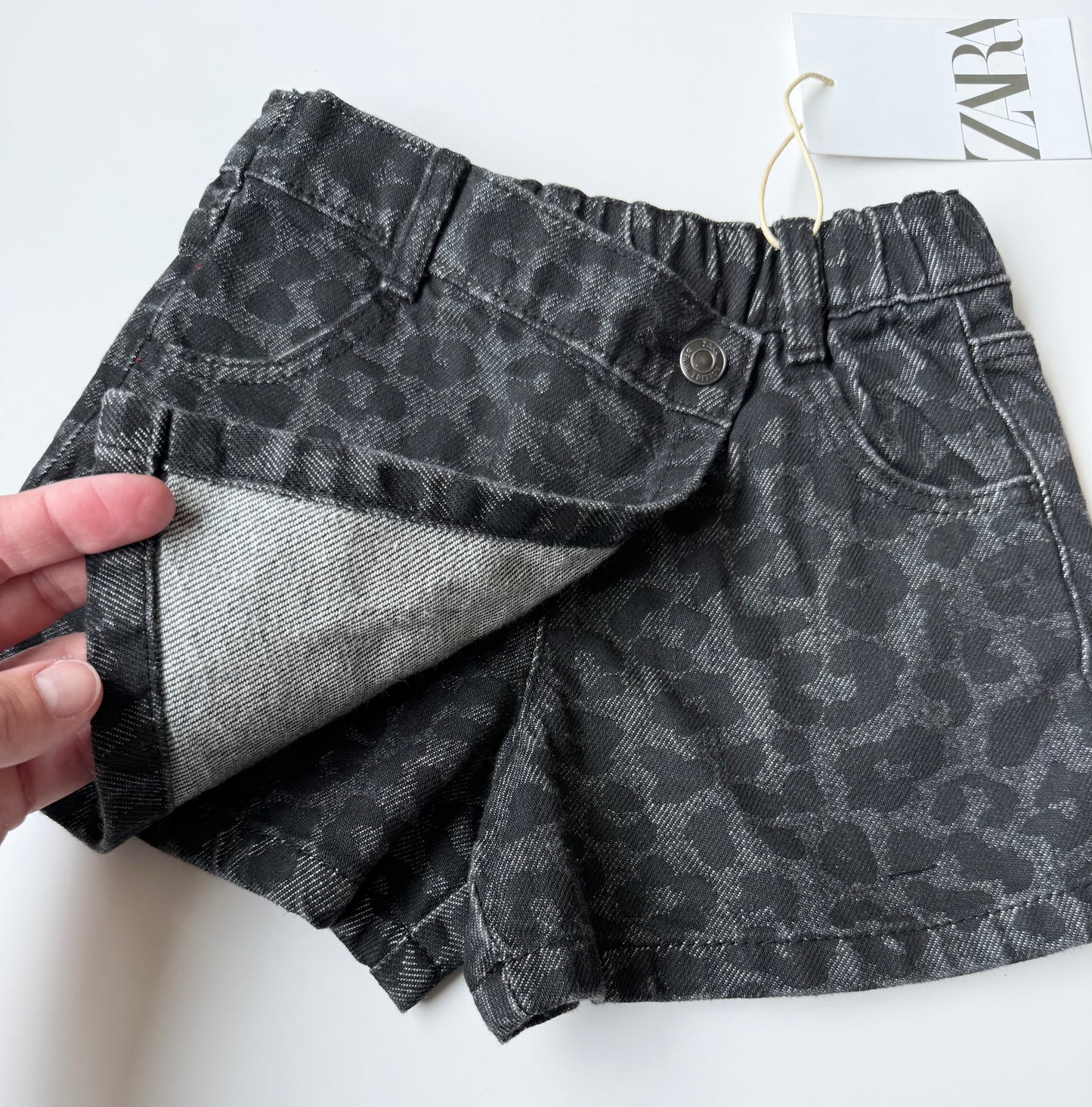 Zara Black Jean Cheetah Asymmetrical Skort - New (3 Years)