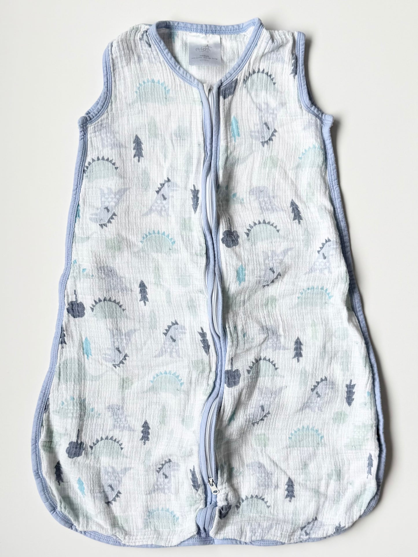 Aden by Aden + Anais Blue Dinosaurs Muslin Sleep Sack (6-12 Months)
