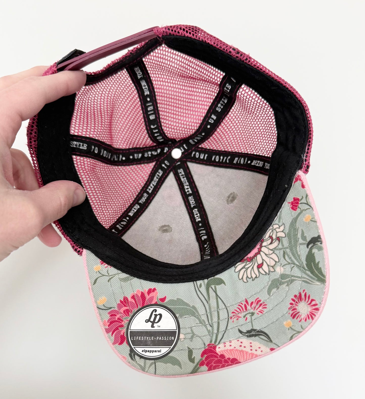 LP Apparel Pink Floral Mesh SnapBack Hat (6-24 Months)