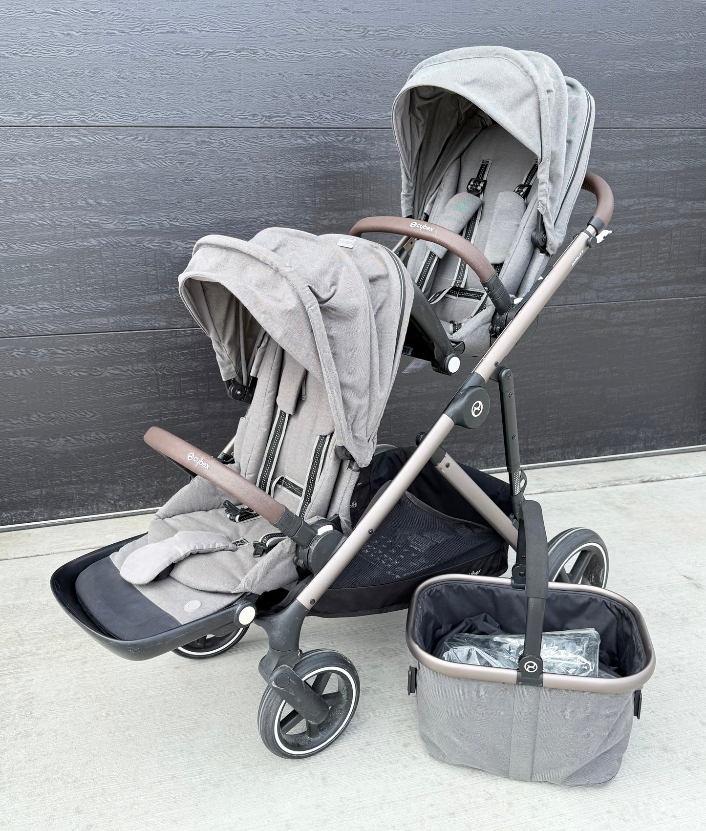 Cybex Gazelle S Convertible Double Stroller in Soho Grey