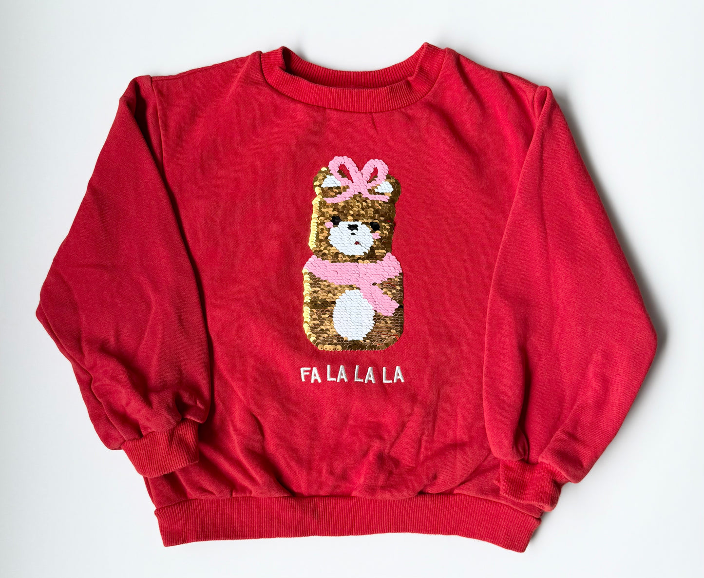 H&M Red “Falalala” Sequence Present & Teddy Sweater (4-6 Years)