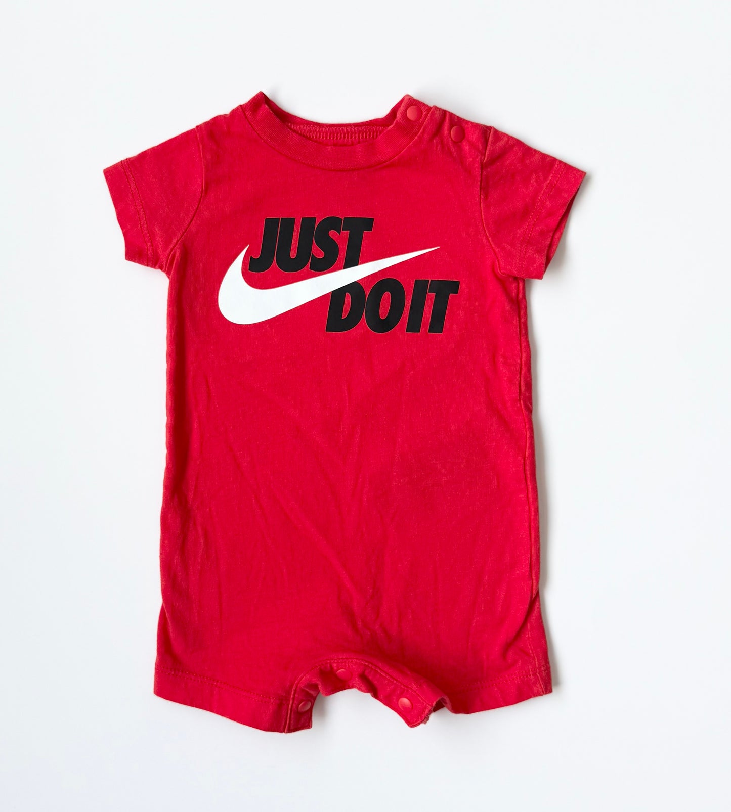 Nike Bright Red “Just Do It” Shorty Romper (3 Months)