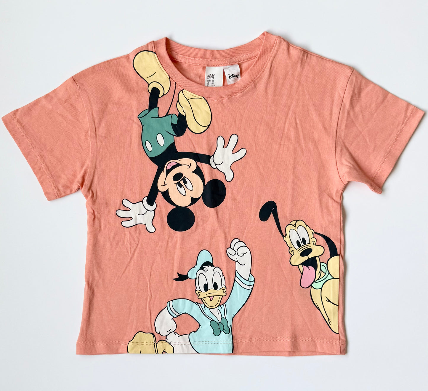 H&M x Disney Orange Mickey & Friends T-Shirt - New (2-3 Years)