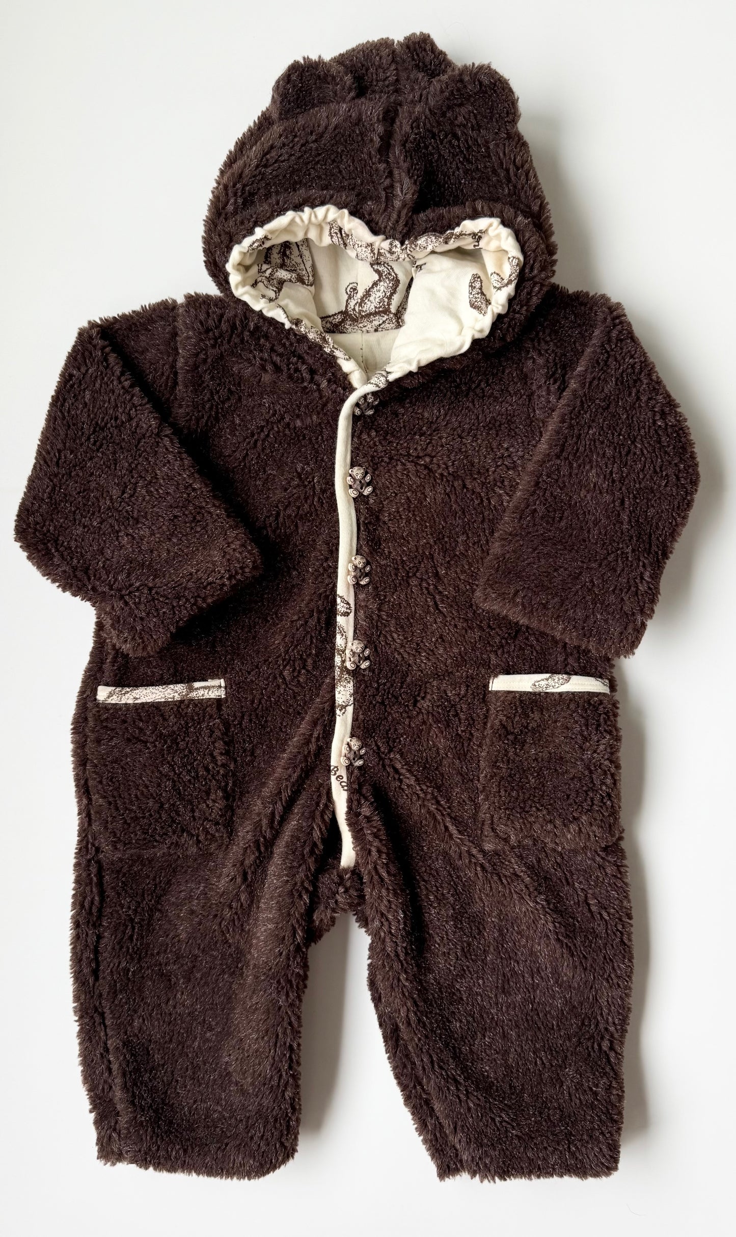 Vintage Milton Funwear Brown Sherpa Teddy Bunting Suit (12 Months)