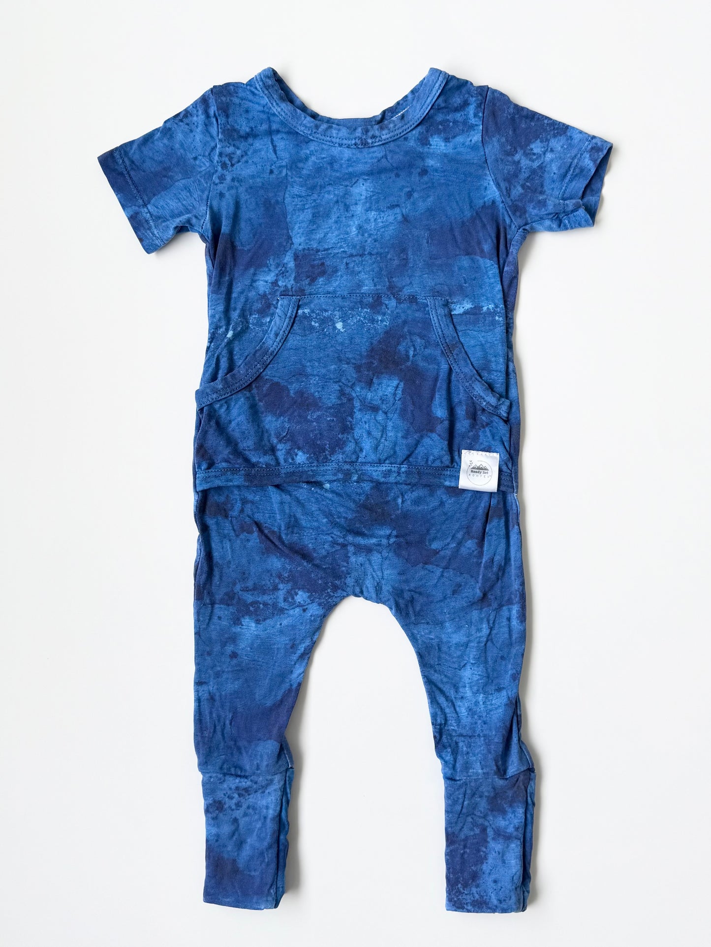 Ready Set Romper Blue Tie Dye Romper (0-6 Months)