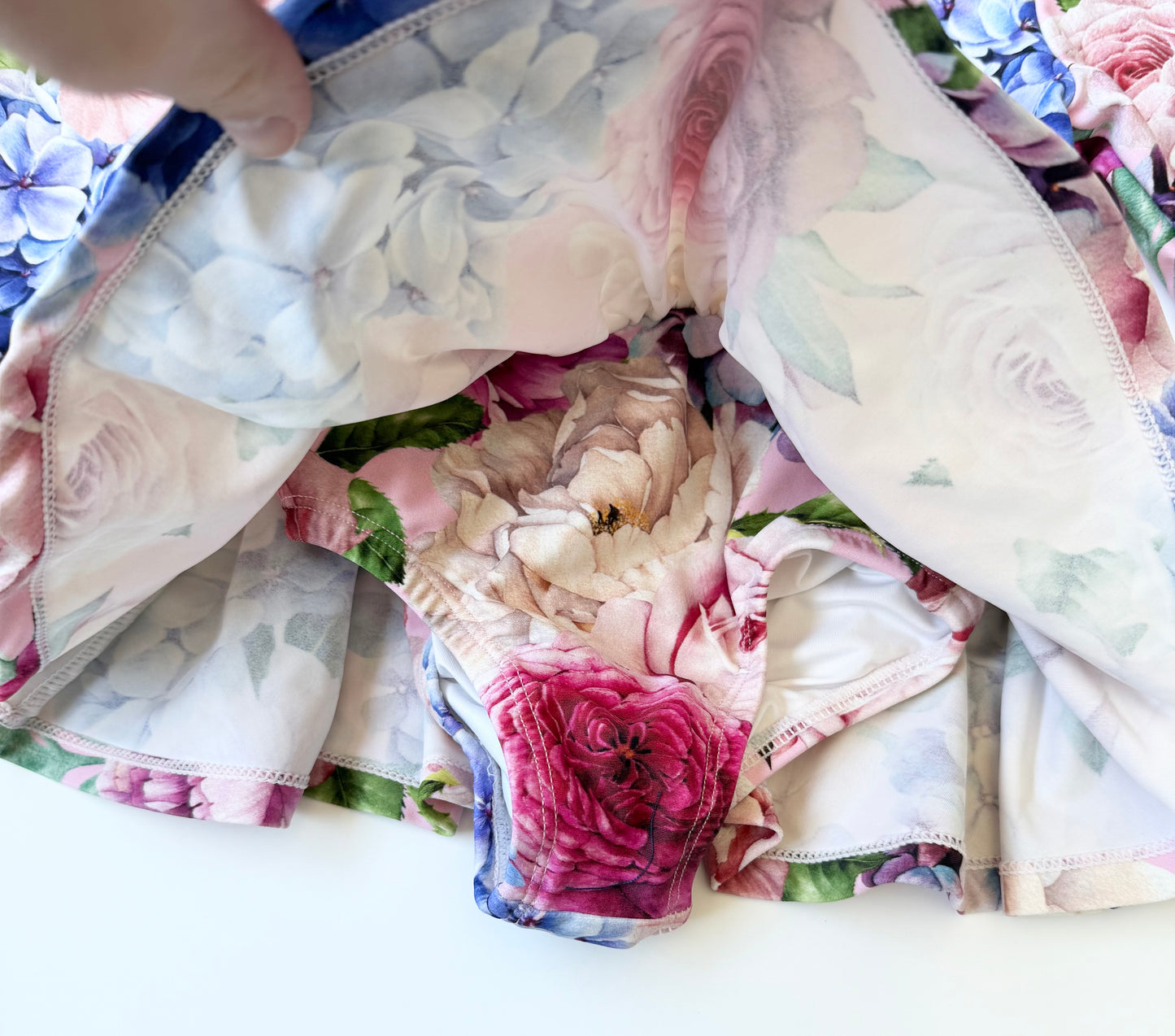 Posh Peanut Pink Floral Onesie Dress Long Sleeve One Piece Swimsuit (2T)