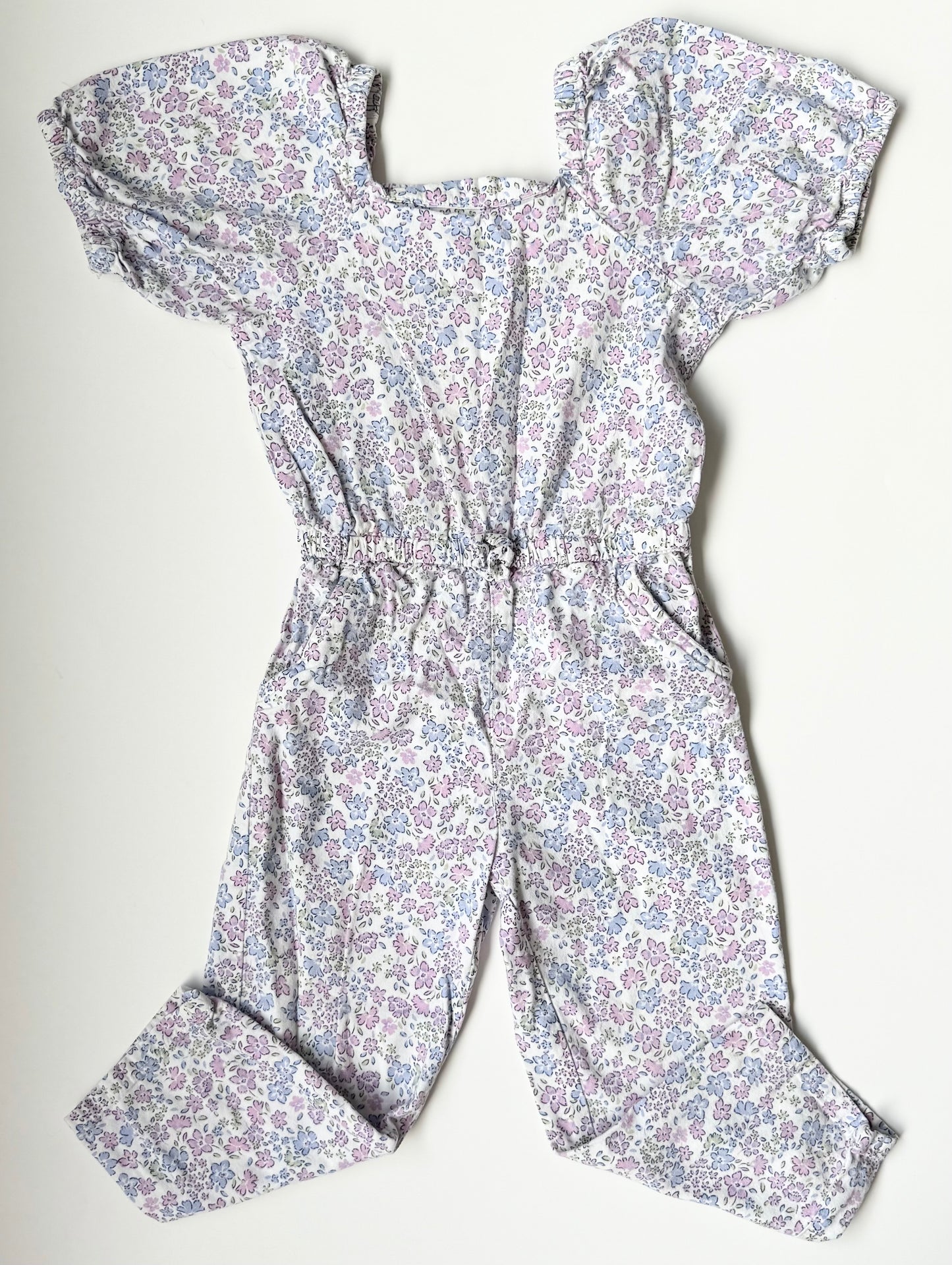 Joe Fresh Purple Floral Short Sleeve Jumpsuit (3 Years)