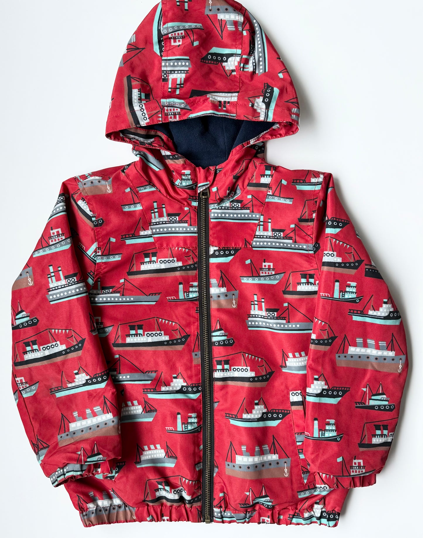 Baryeka Red Boats Fleece Lined Fall Jacket (5T)
