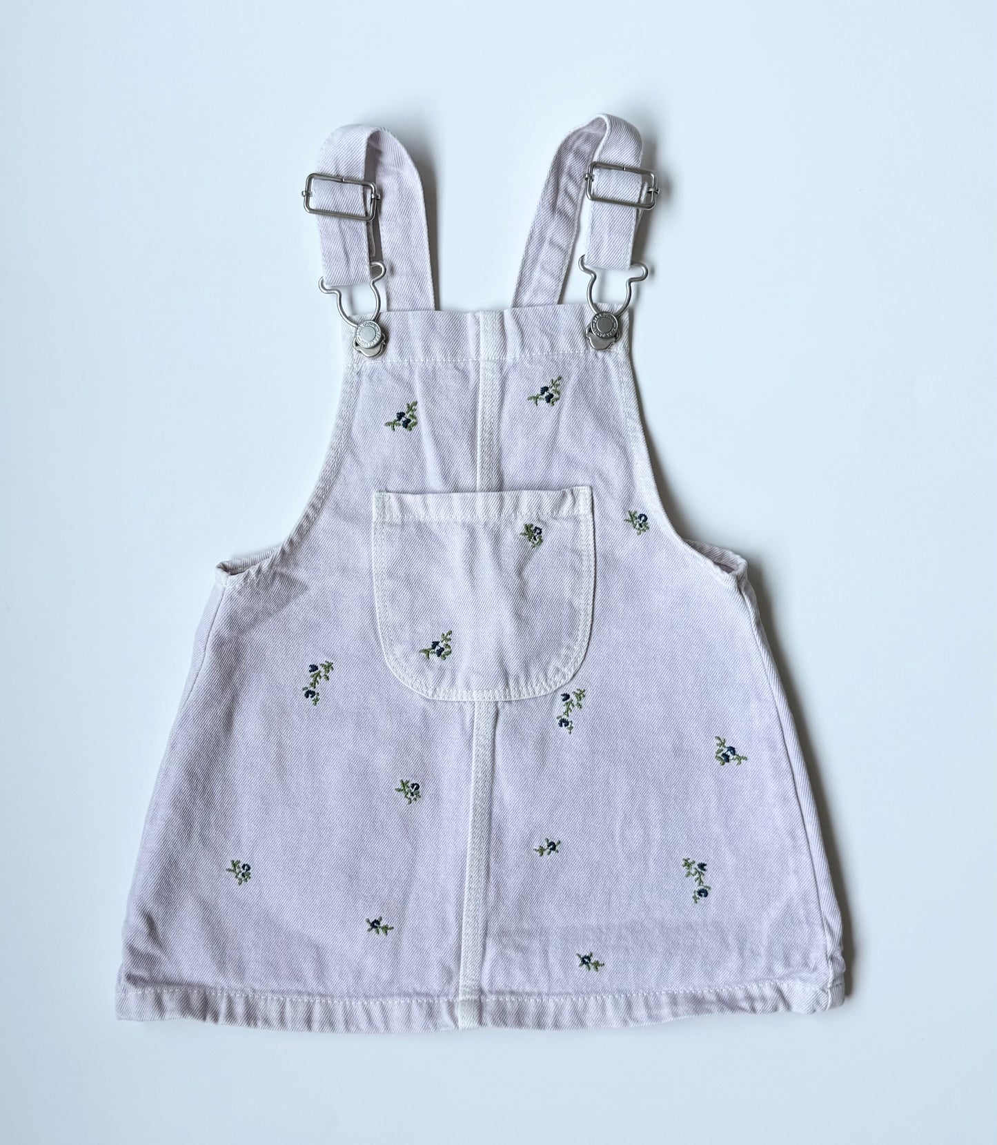 Zara Purple Jean & Blue Embroidered Flowers Skirtall (18-24 Months)