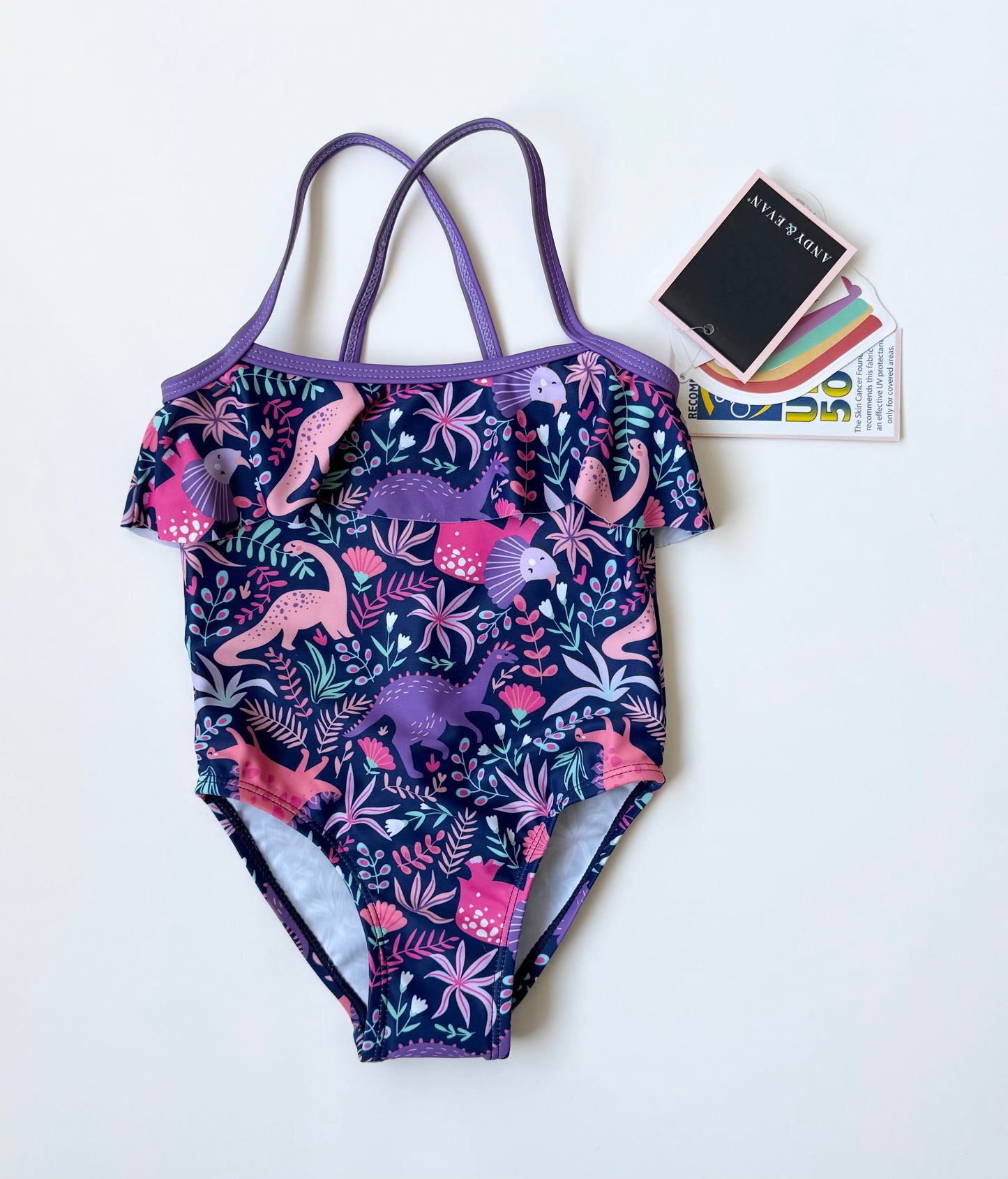 Andy & Even Purple Dinosaurs One Piece Swimsuit - New (2T)
