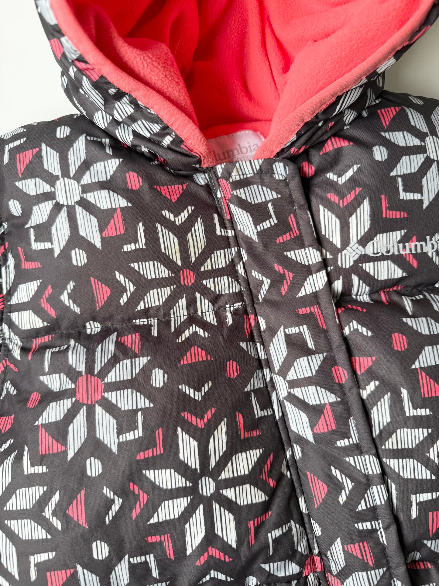 Columbia Black & Pink Geometric Snuggly Bunny Snowsuit (6-12 Months)