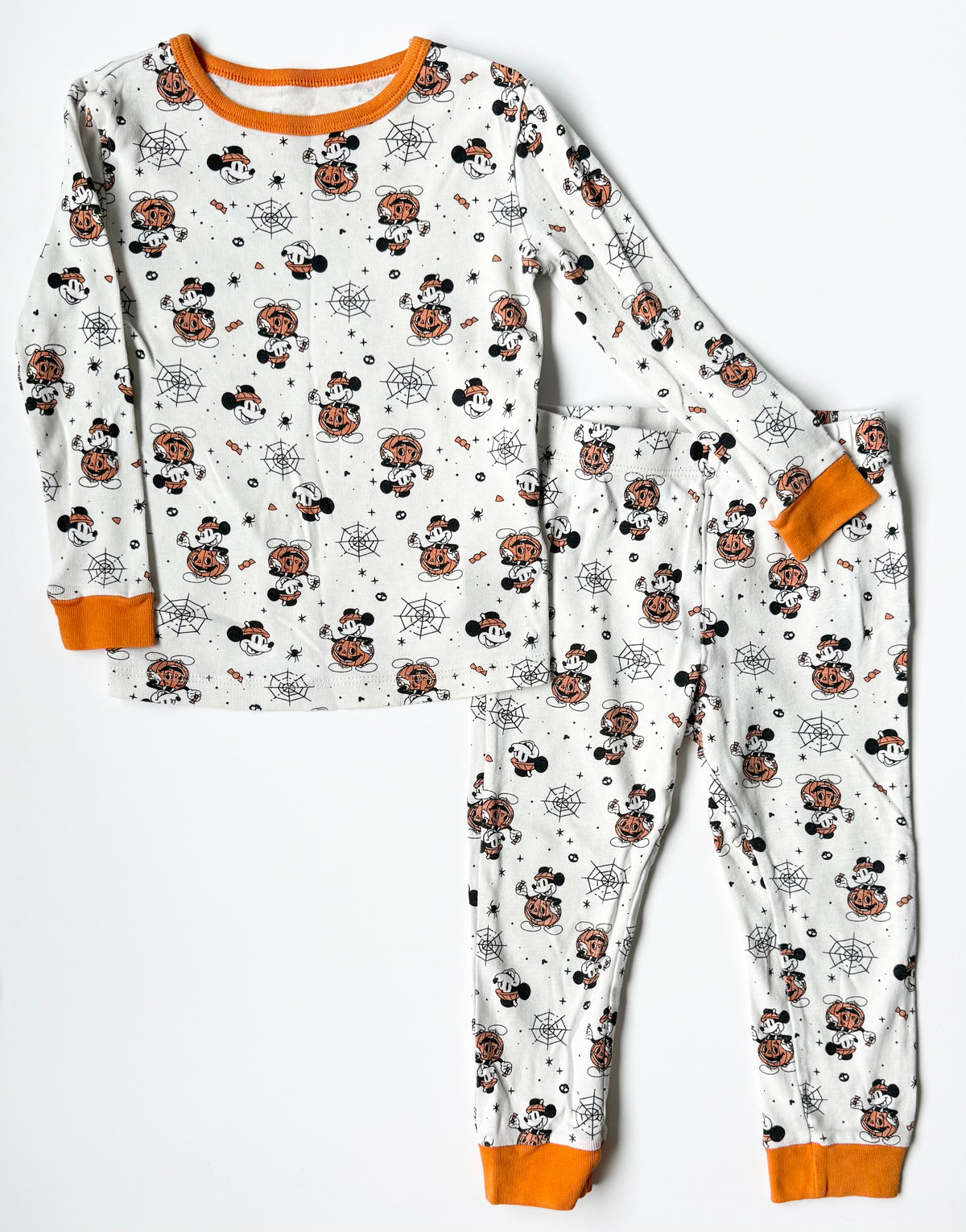 Joe Fresh x Disney White & Orange Pumpkin Mickey Two Peice PJ Set (2T)