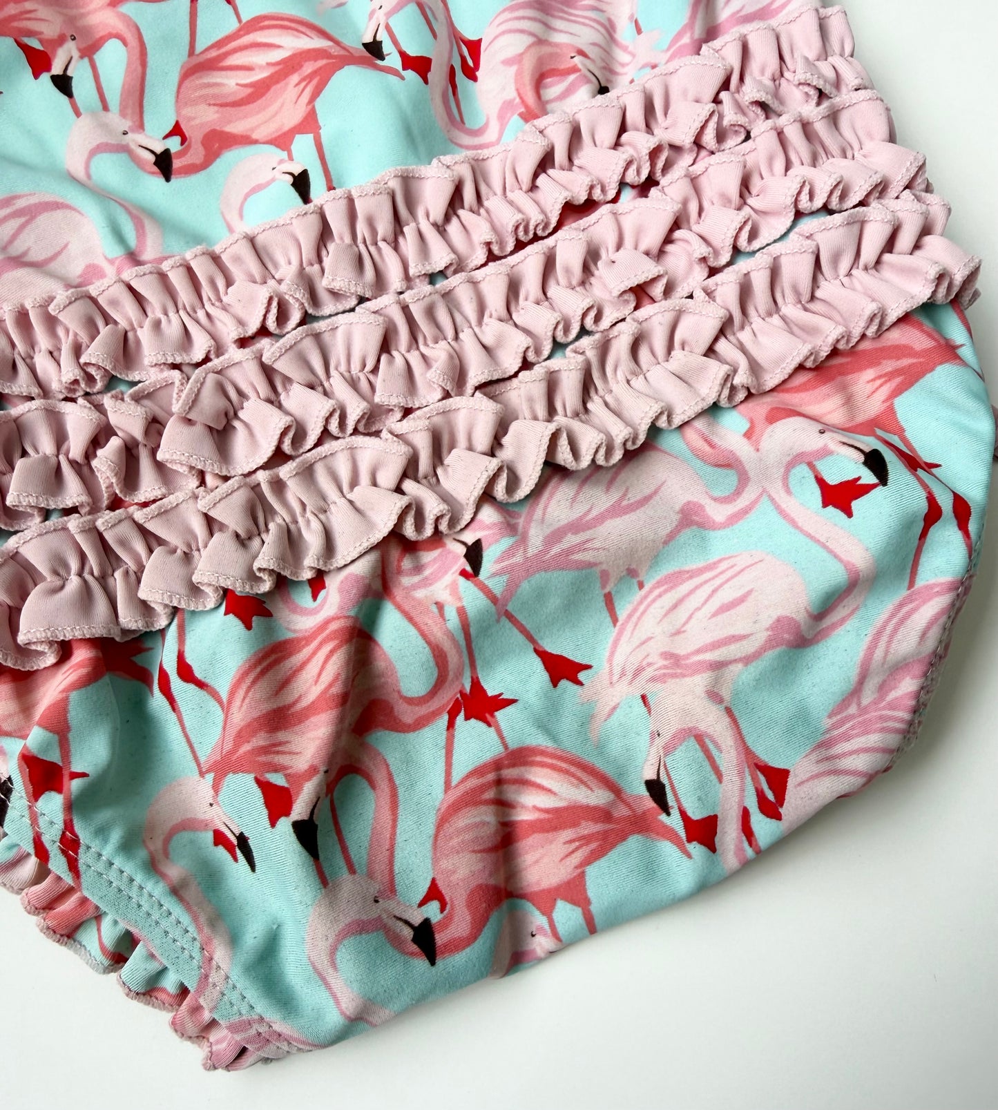 Ruffle Butts Pink & Blue Flamingo Long Sleeve One Piece Swimsuit (3T)